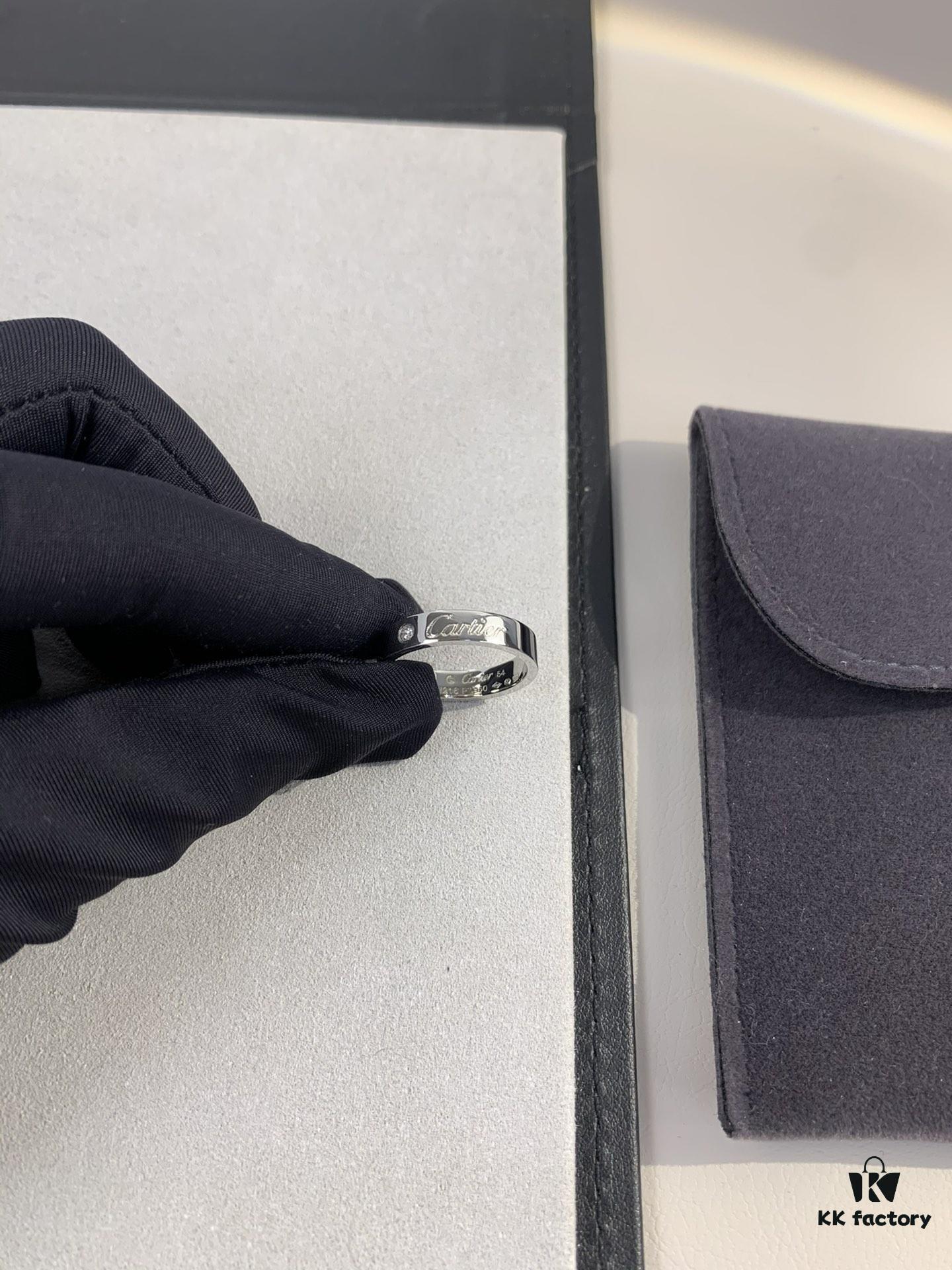 Cartier 4mm Scaled Single Diamond Letter Ring