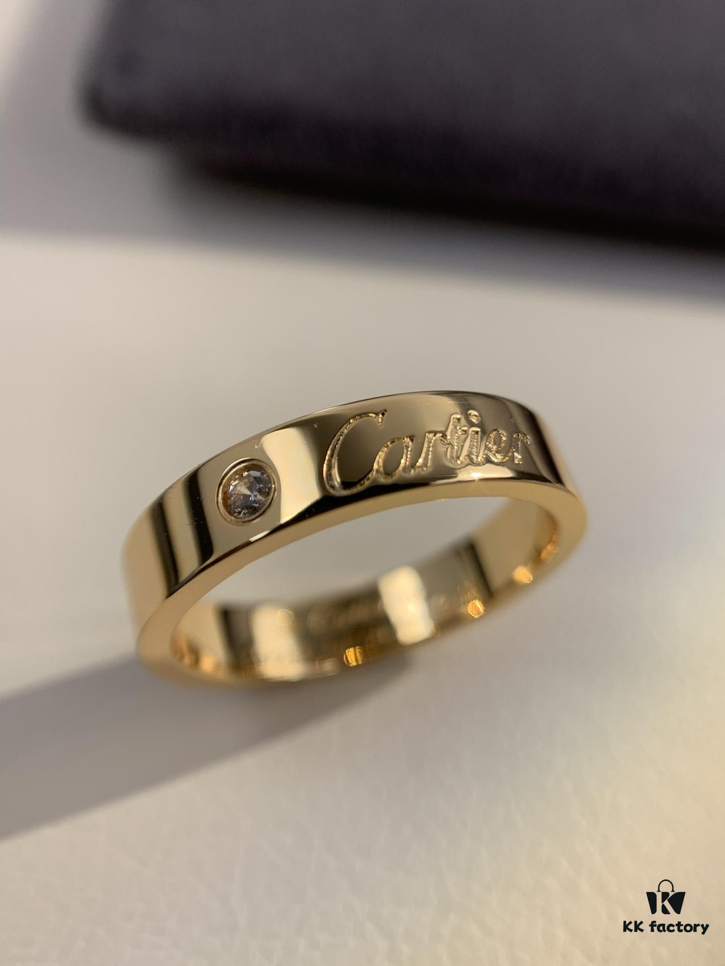 Cartier 4mm Scaled Single Diamond Letter Ring