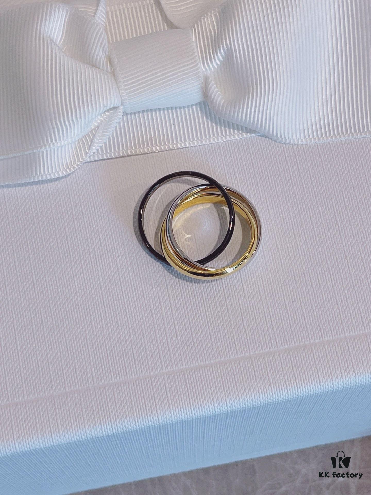 Cartier Trinity Three-Band Ring in Yellow Gold, White Gold, and Black Ceramic