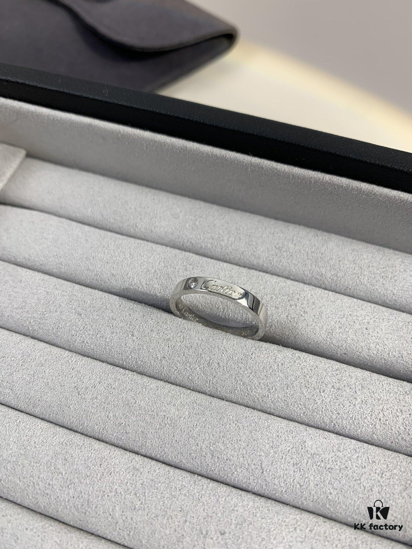Cartier 3mm Sculpted Single Diamond Letter Ring