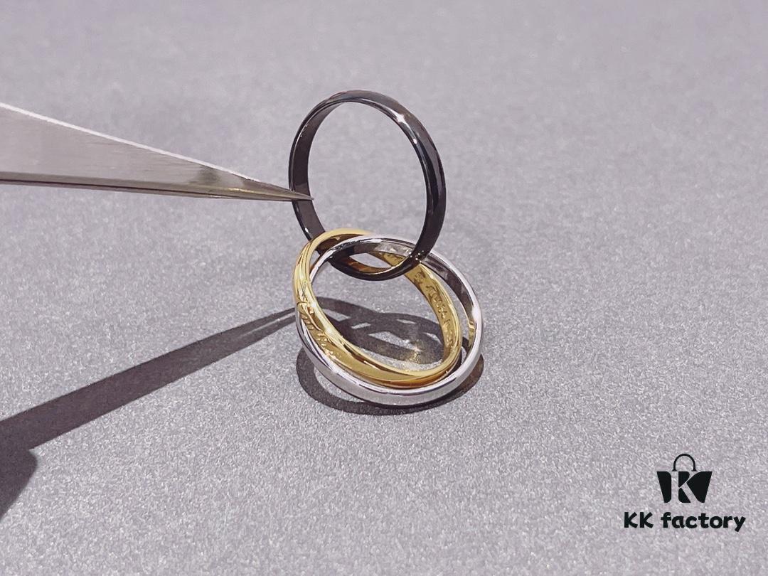 Cartier Trinity Three-Band Ring in Yellow Gold, White Gold, and Black Ceramic