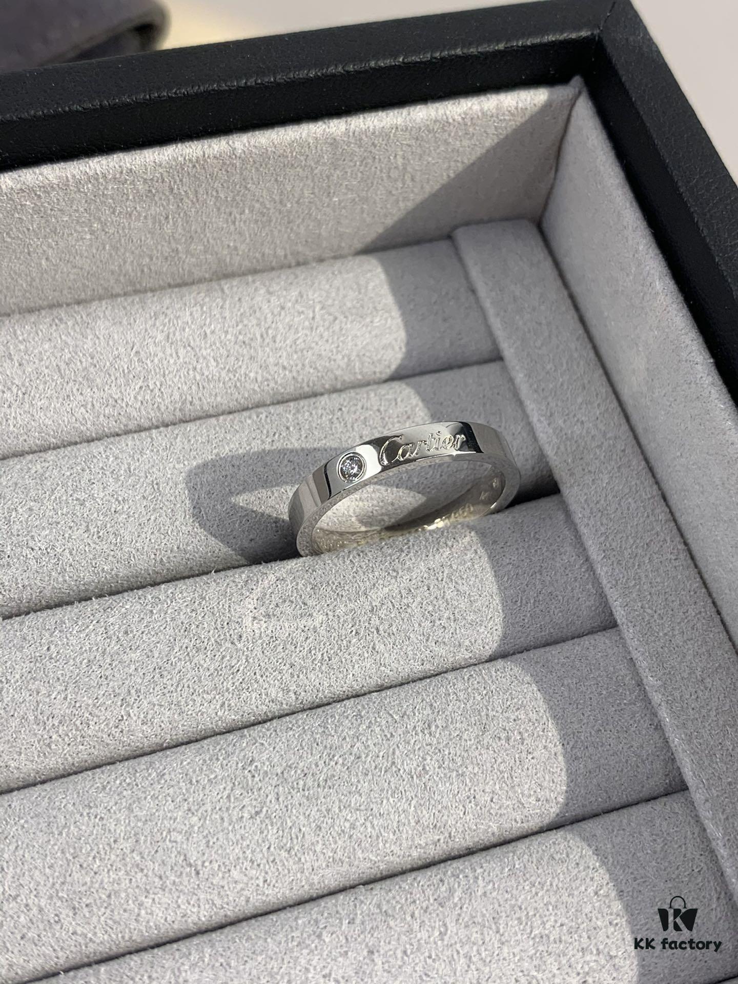 Cartier 3mm Sculpted Single Diamond Letter Ring