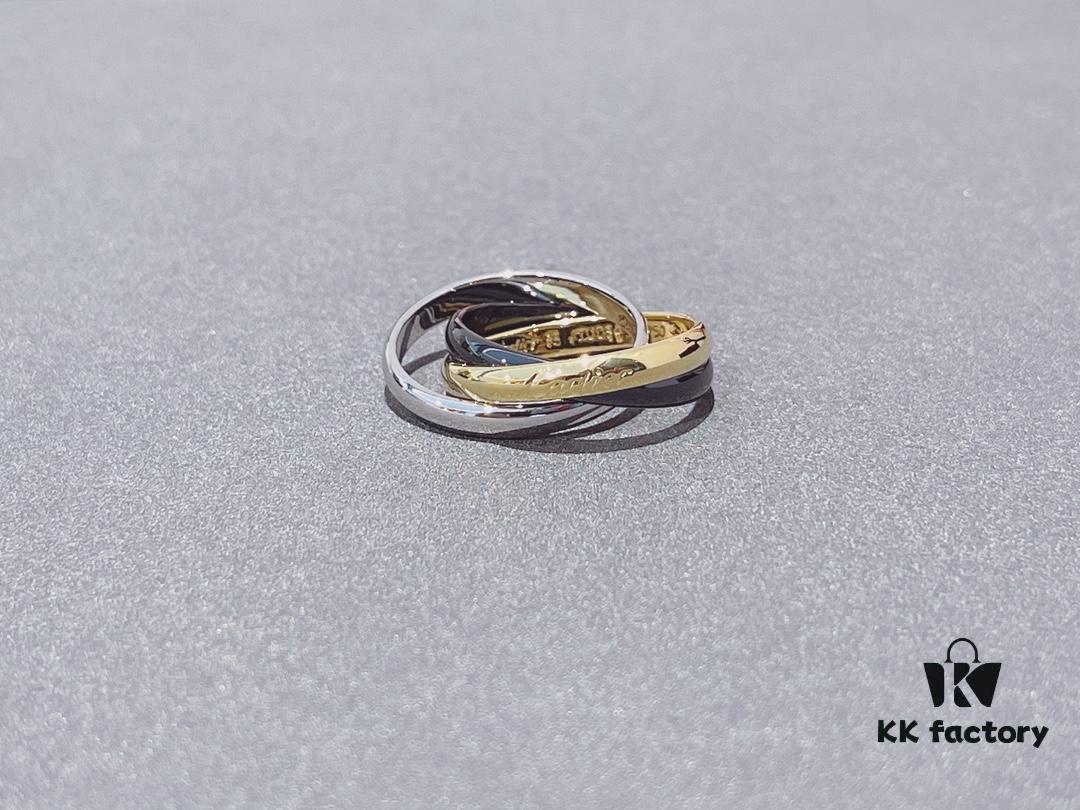 Cartier Trinity Three-Band Ring in Yellow Gold, White Gold, and Black Ceramic