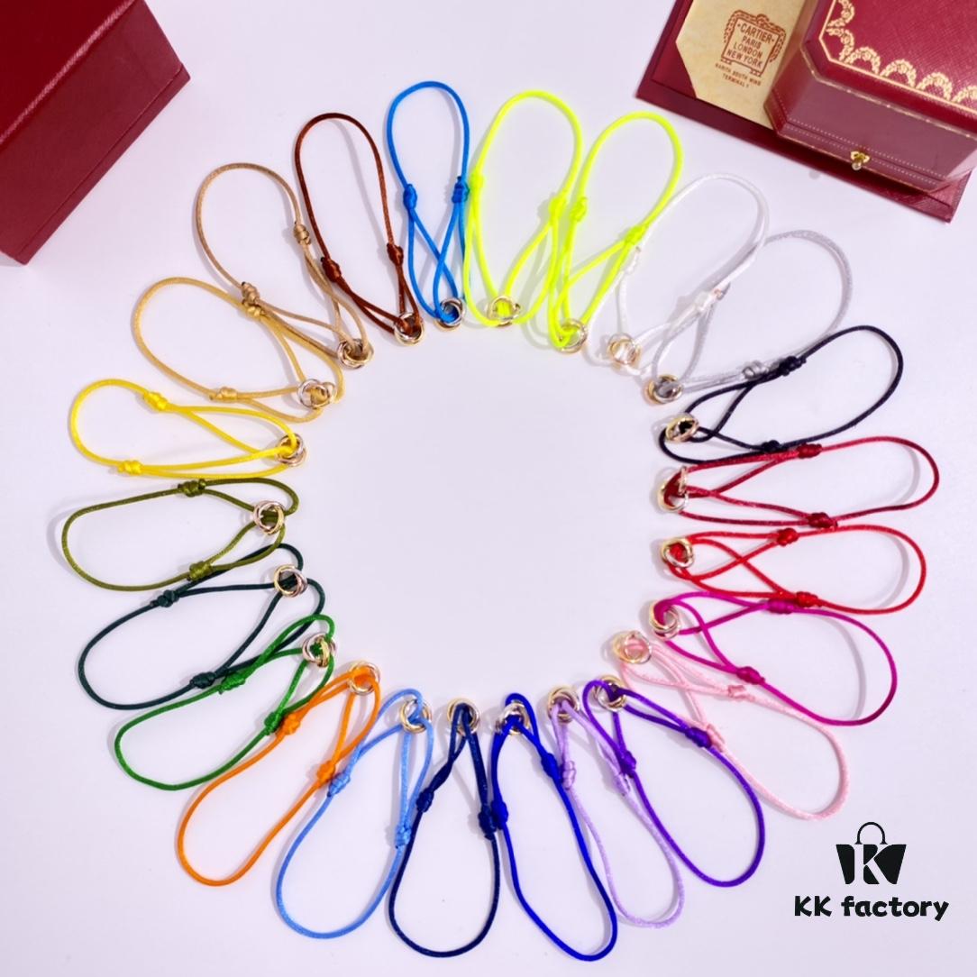 Cartier Three-Ring Tricolor 18K Lucky Red Braided Adjustable Bracelet