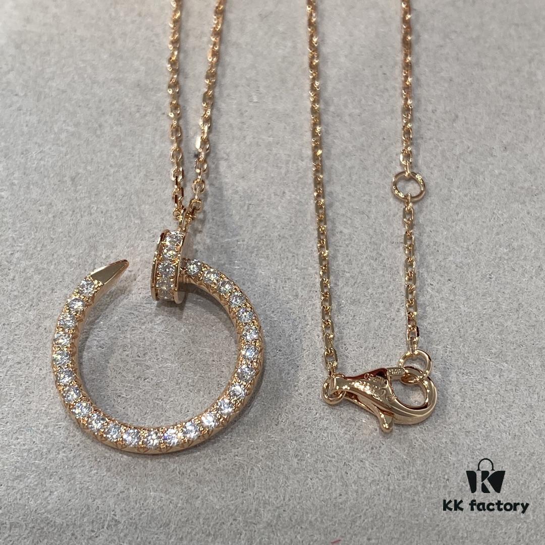 Cartier Juste un Clou Diamond-Paved Necklace Double-Sided Design with Full and Partial Baguette Zirconia Setting