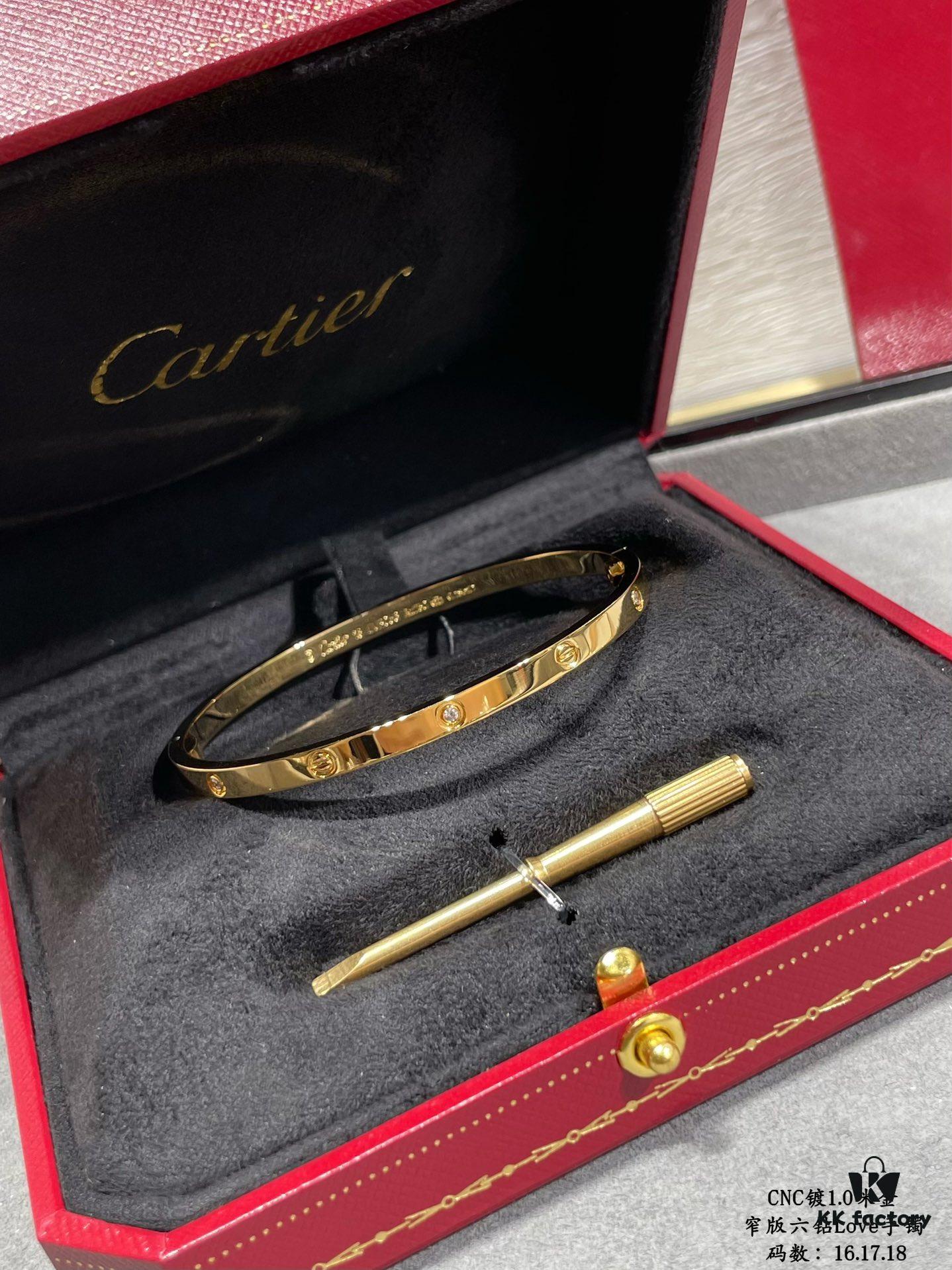CNC High-End Custom Cartier Narrow Six-Diamond LOVE Bracelet, Advanced Craftsmanship with Polished Settings, Screw-Opening Design
