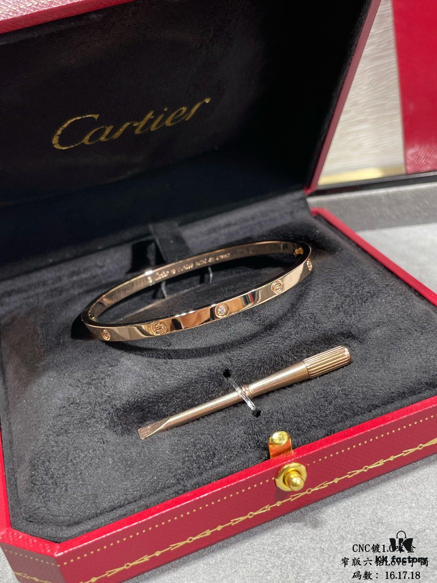 CNC High-End Custom Cartier Narrow Six-Diamond LOVE Bracelet, Advanced Craftsmanship with Polished Settings, Screw-Opening Design