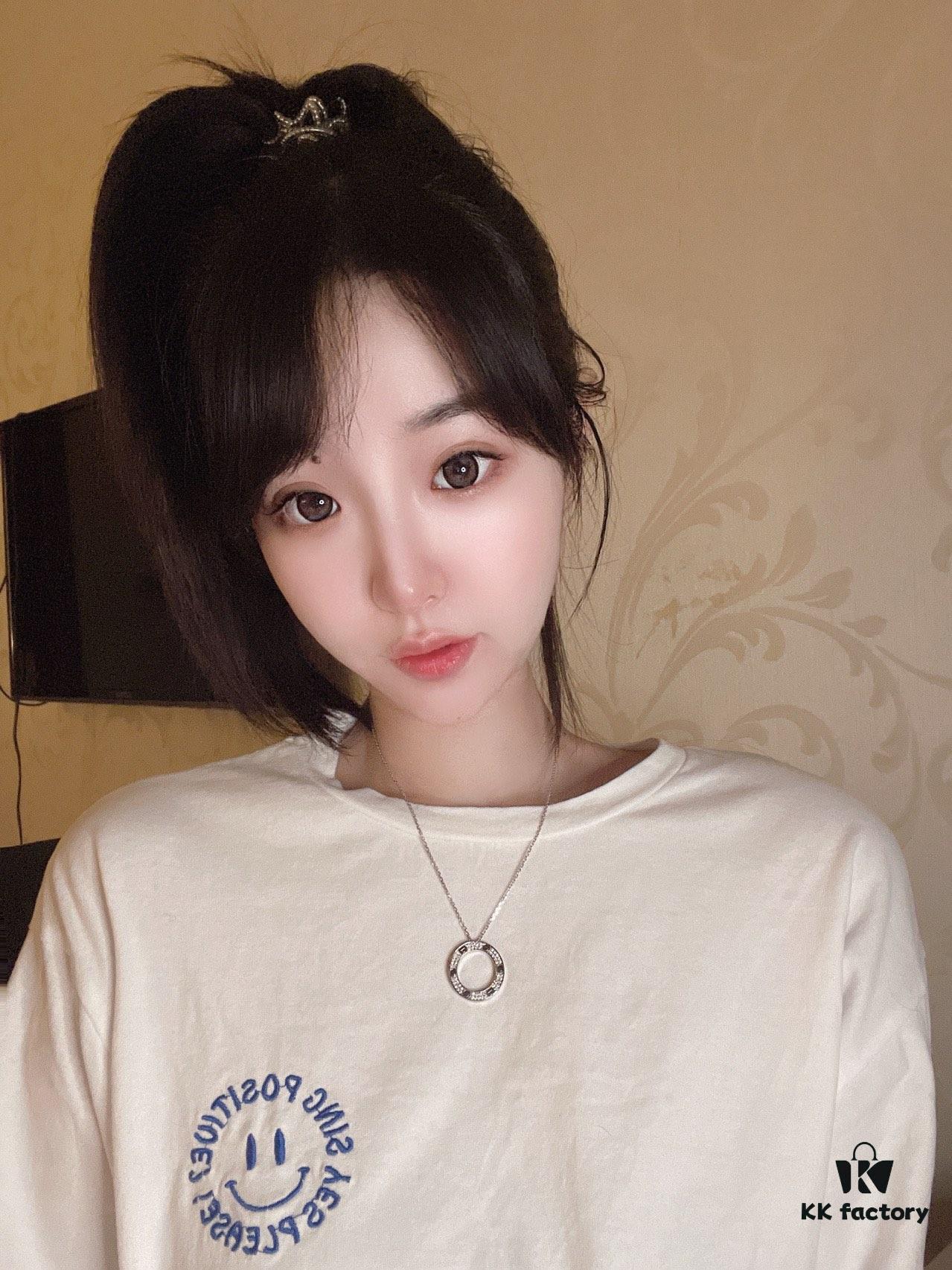 Kajia Love Series Full Diamond-Cut Large Pendant Necklace in White Gold Color