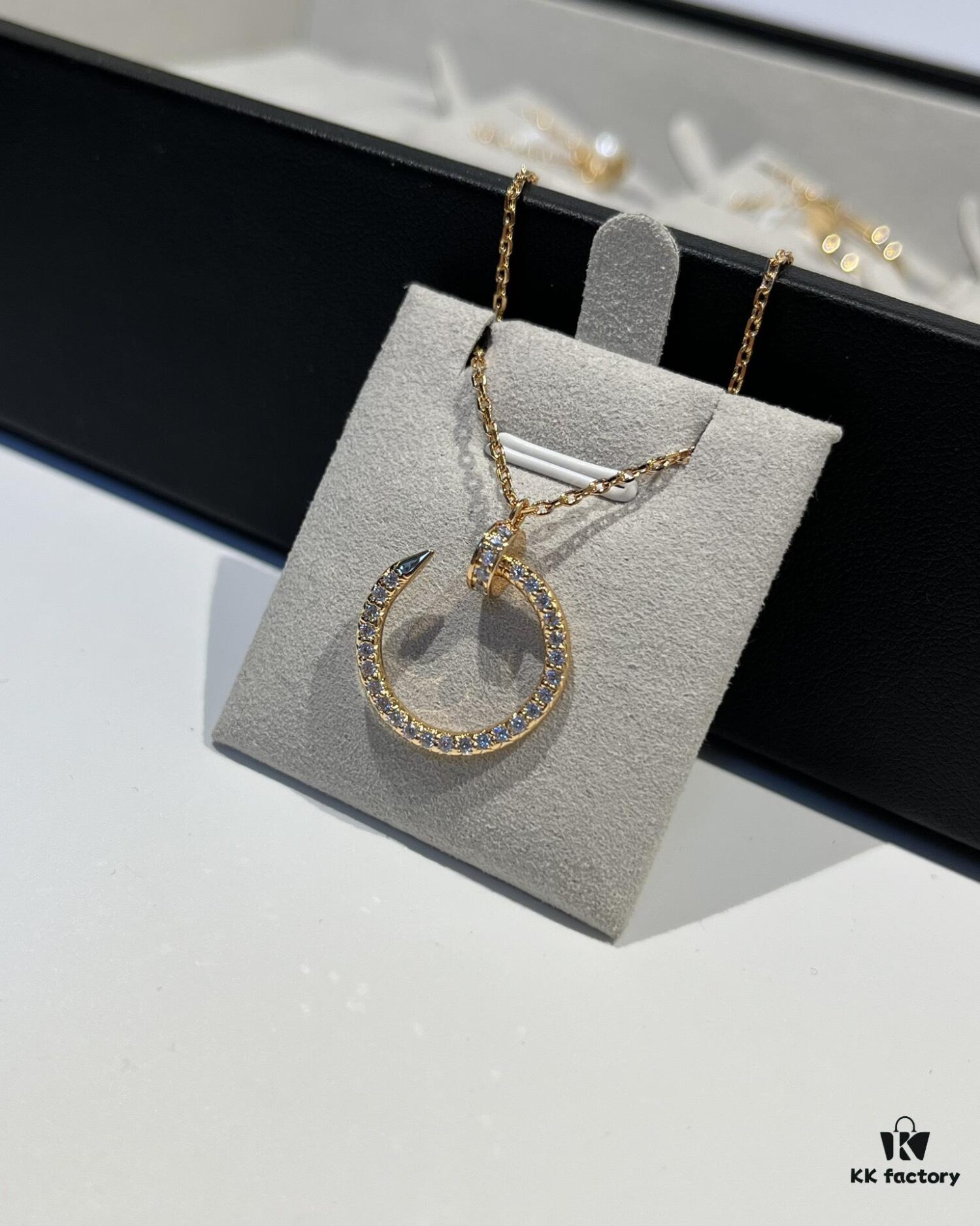 Cartier Full Diamond Nail Necklace in Rose Gold Color