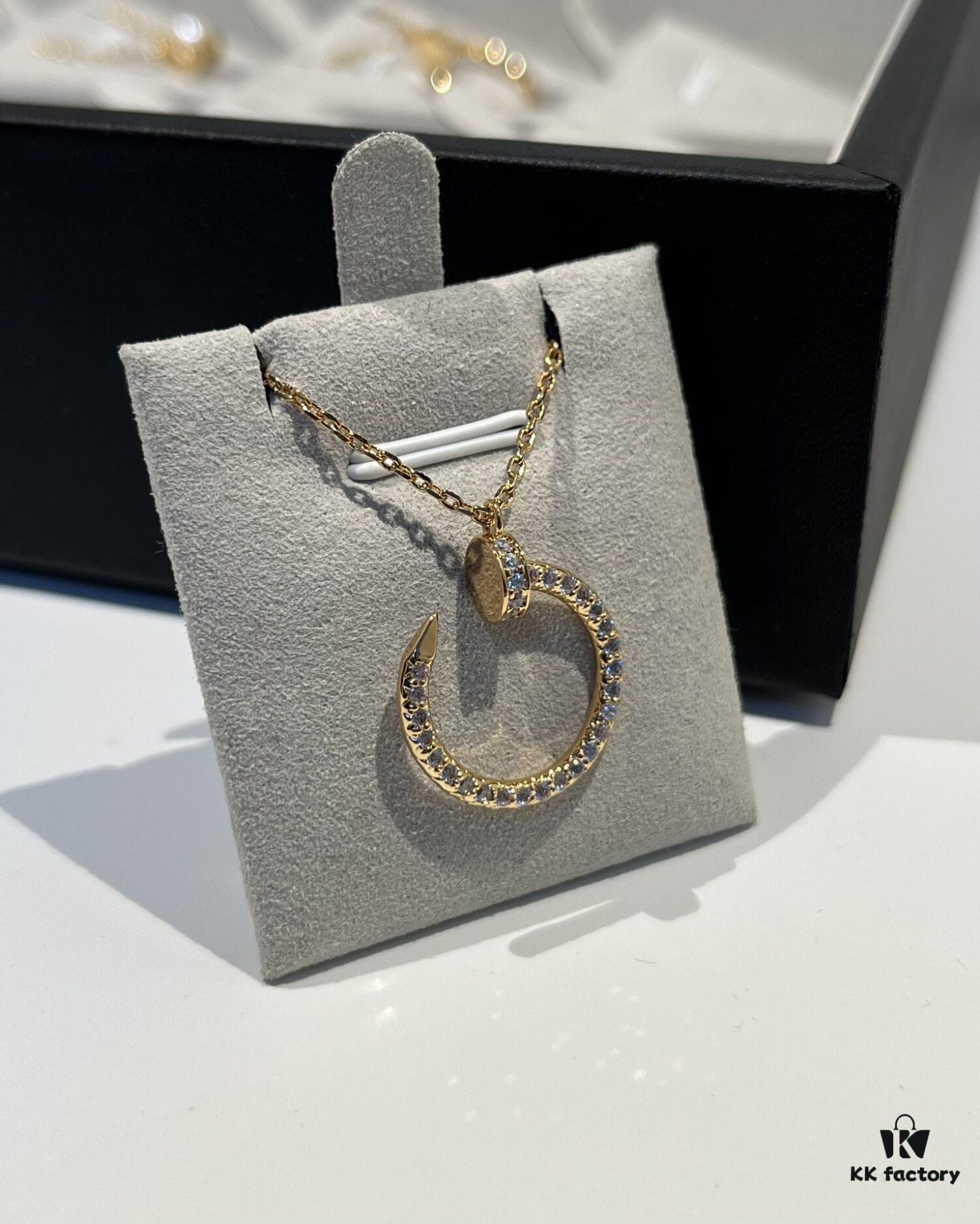 Cartier Full Diamond Nail Necklace in Rose Gold Color