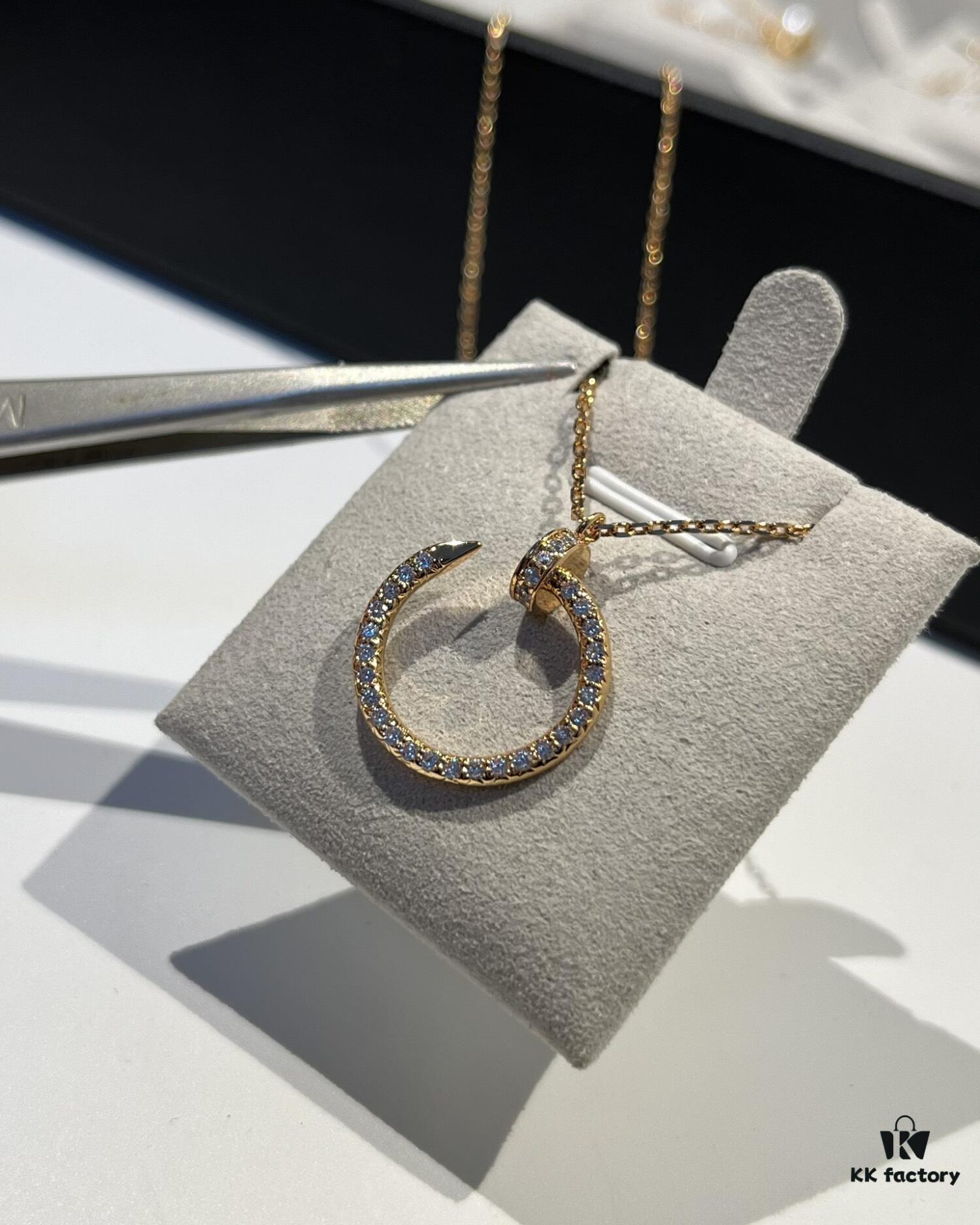 Cartier Full Diamond Nail Necklace in Rose Gold Color