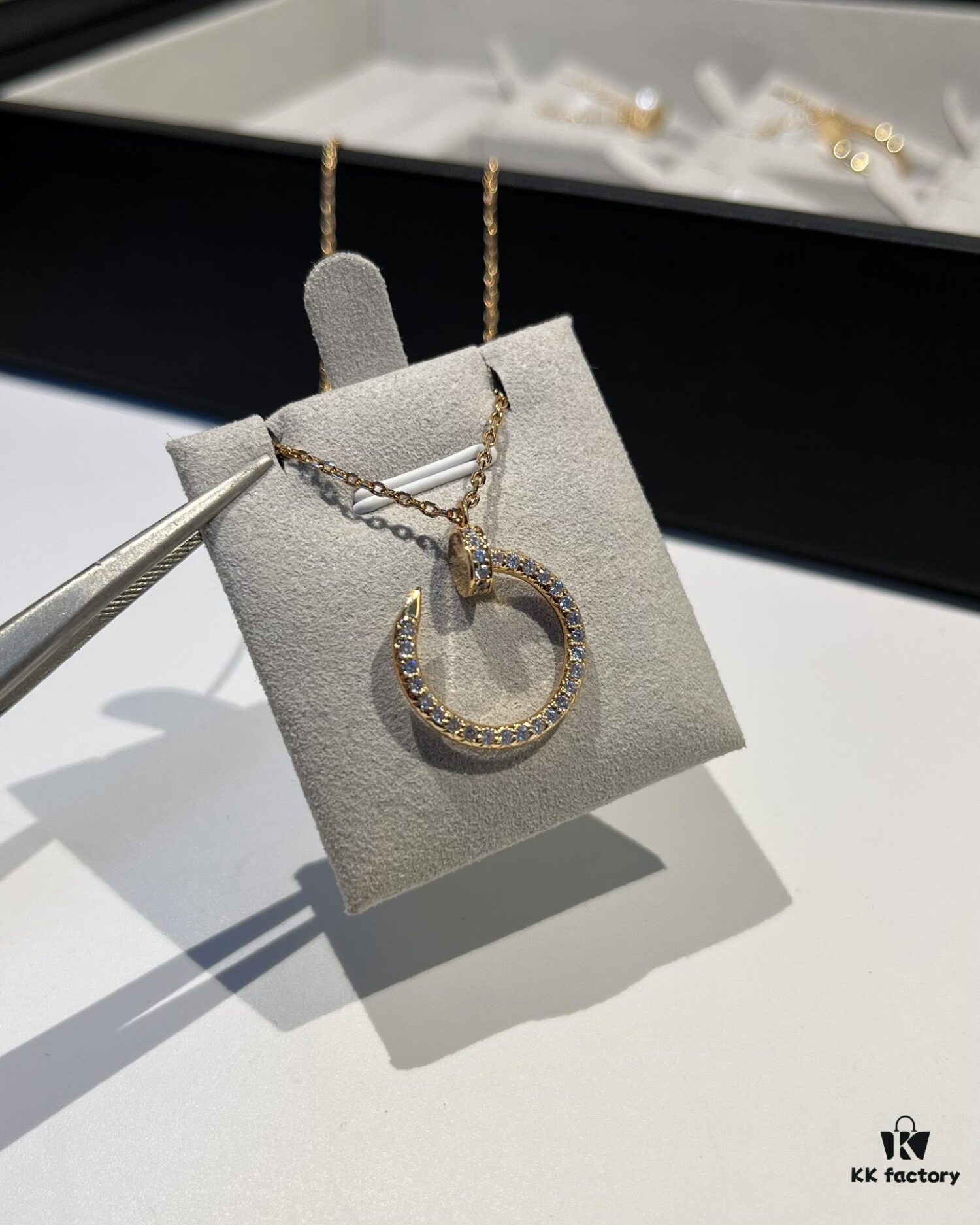 Cartier Full Diamond Nail Necklace in Rose Gold Color