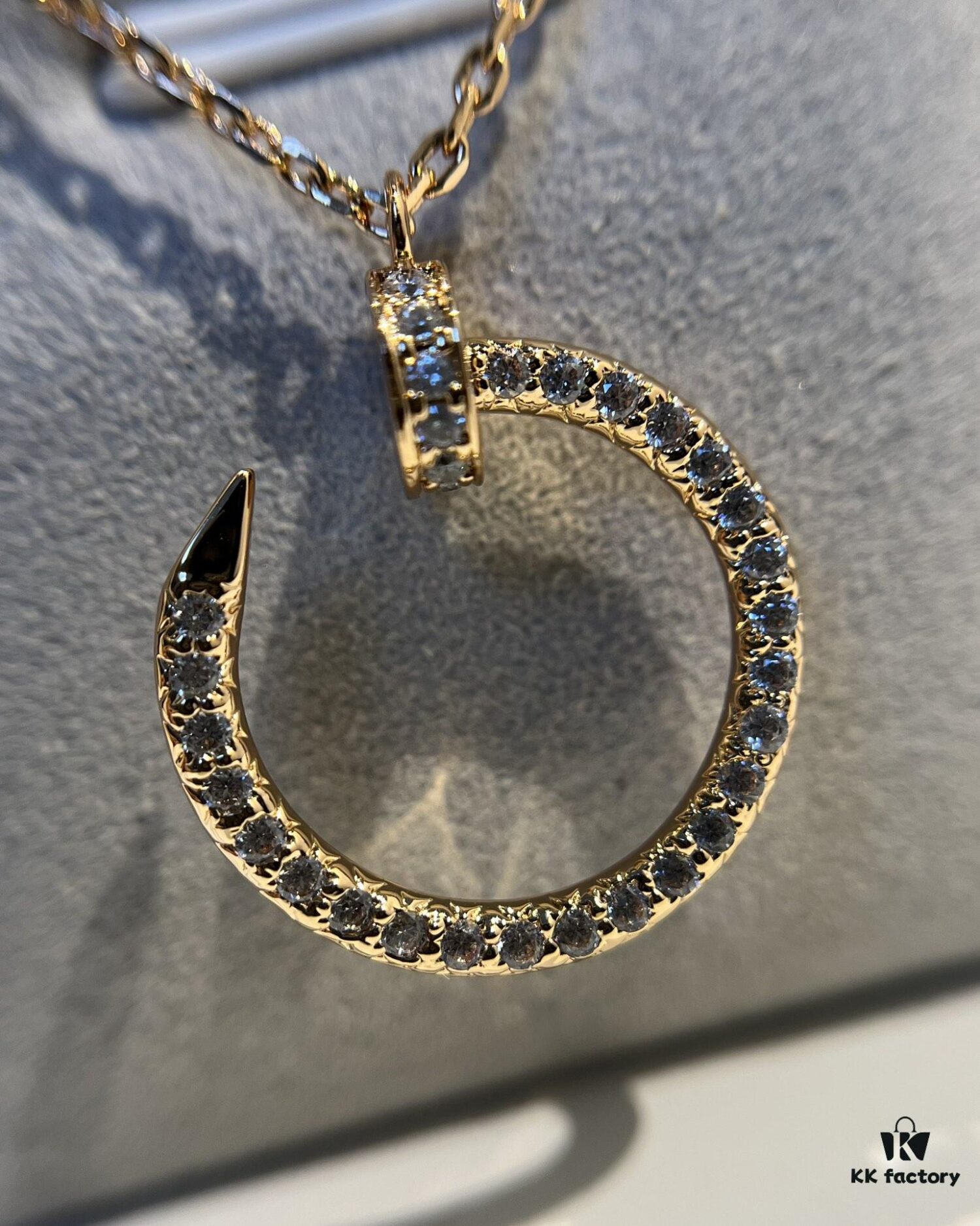 Cartier Full Diamond Nail Necklace in Rose Gold Color