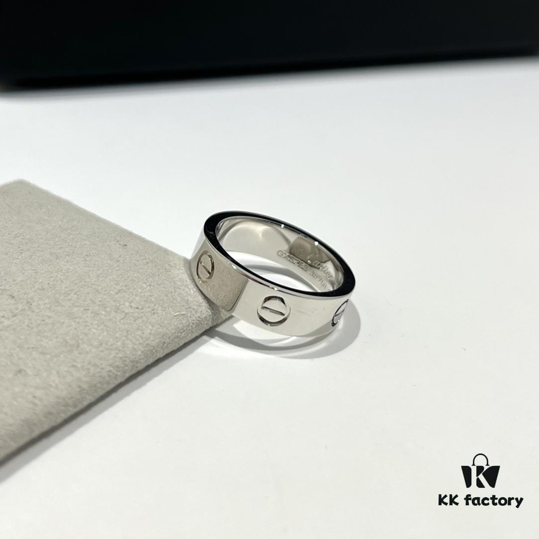 Cartier Love Collection Wide Plain Band Ring in White Gold with CNC Craftsmanship