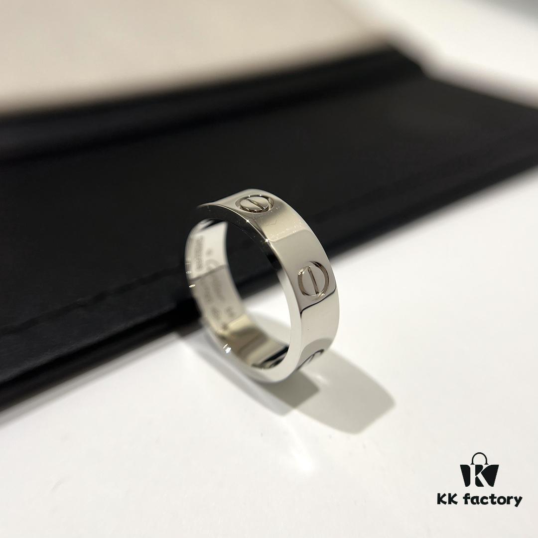 Cartier Love Collection Wide Plain Band Ring in White Gold with CNC Craftsmanship