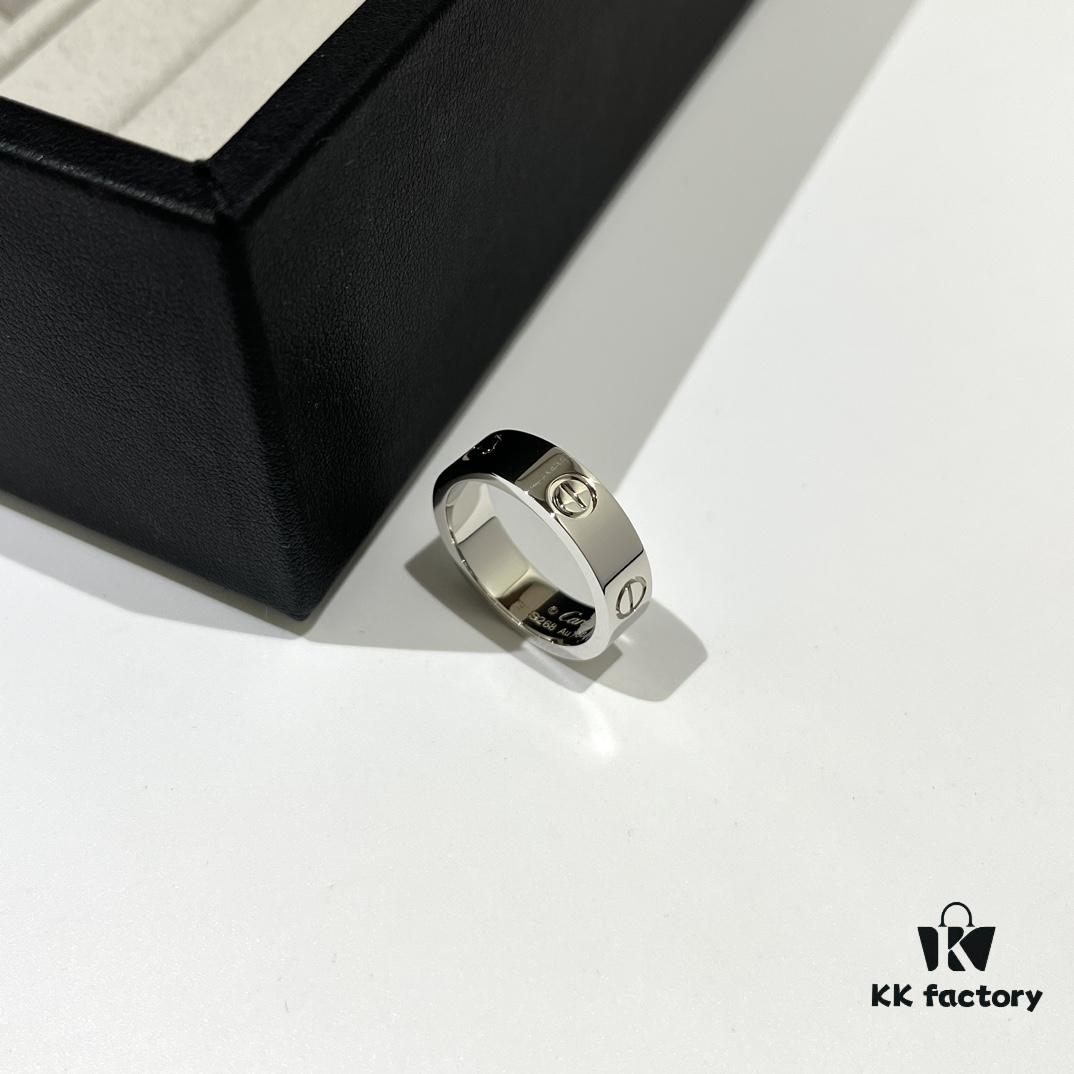 Cartier Love Collection Wide Plain Band Ring in White Gold with CNC Craftsmanship