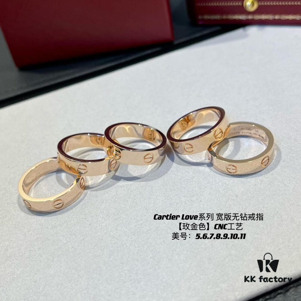 KAJIA Love Series Wide Plain Ring in Rose Gold with CNC Craftsmanship