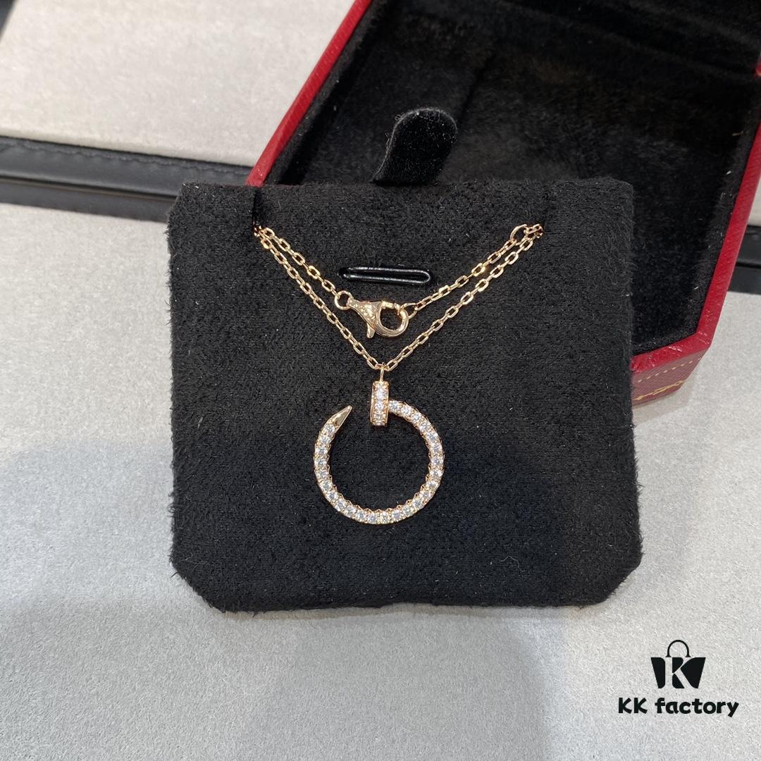 Cartier Juste un Clou Diamond-Paved Necklace Double-Sided Design with Full and Partial Baguette Zirconia Setting