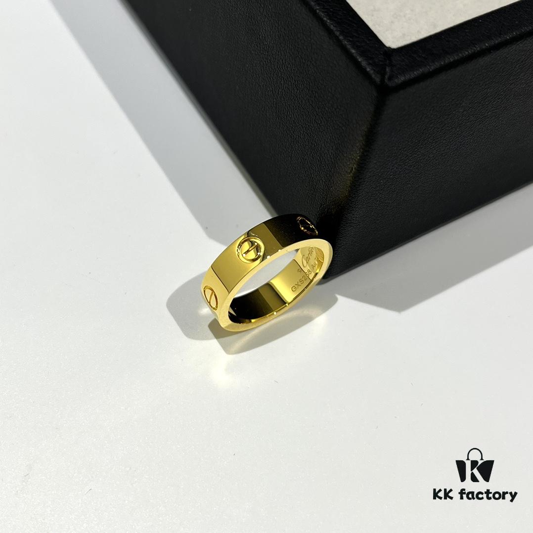 Cartier Love Series Wide Plain Band Ring in Yellow Gold with CNC Craftsmanship
