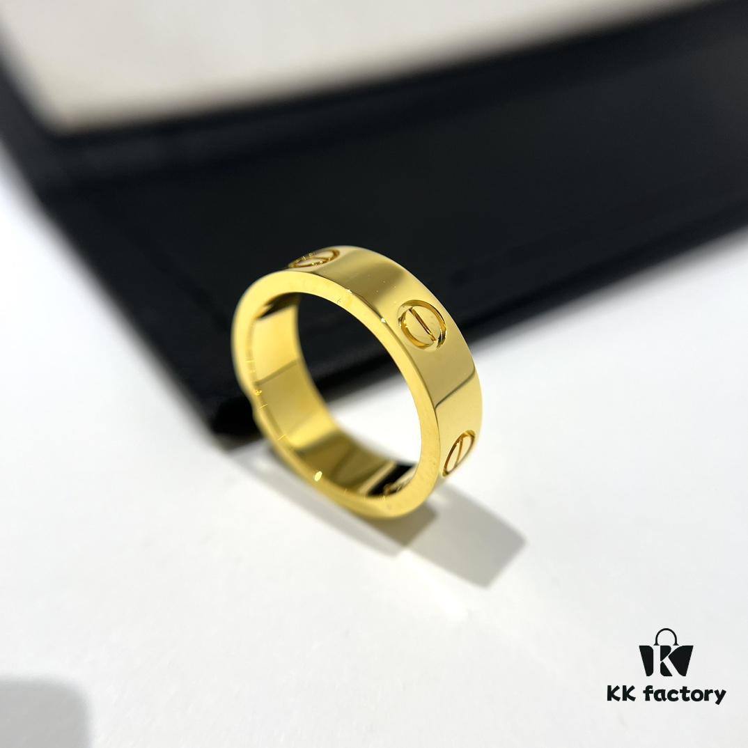 Cartier Love Series Wide Plain Band Ring in Yellow Gold with CNC Craftsmanship