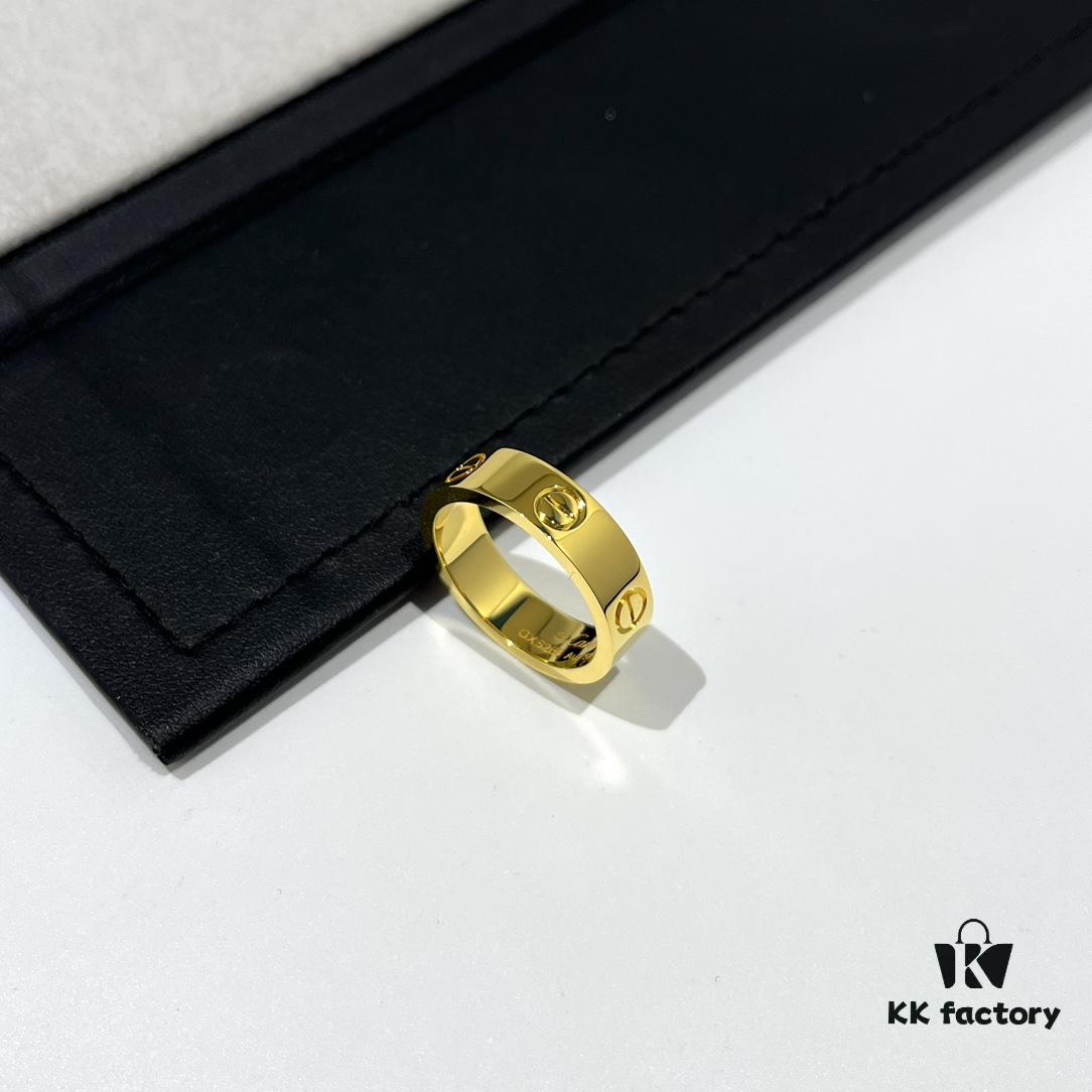 Cartier Love Series Wide Plain Band Ring in Yellow Gold with CNC Craftsmanship