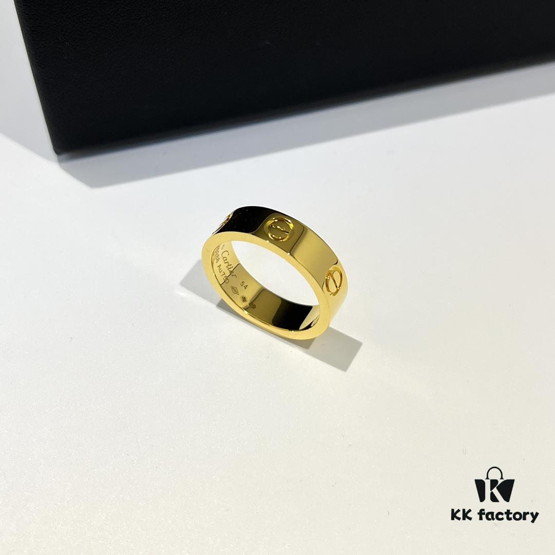 Cartier Love Series Wide Plain Band Ring in Yellow Gold with CNC Craftsmanship