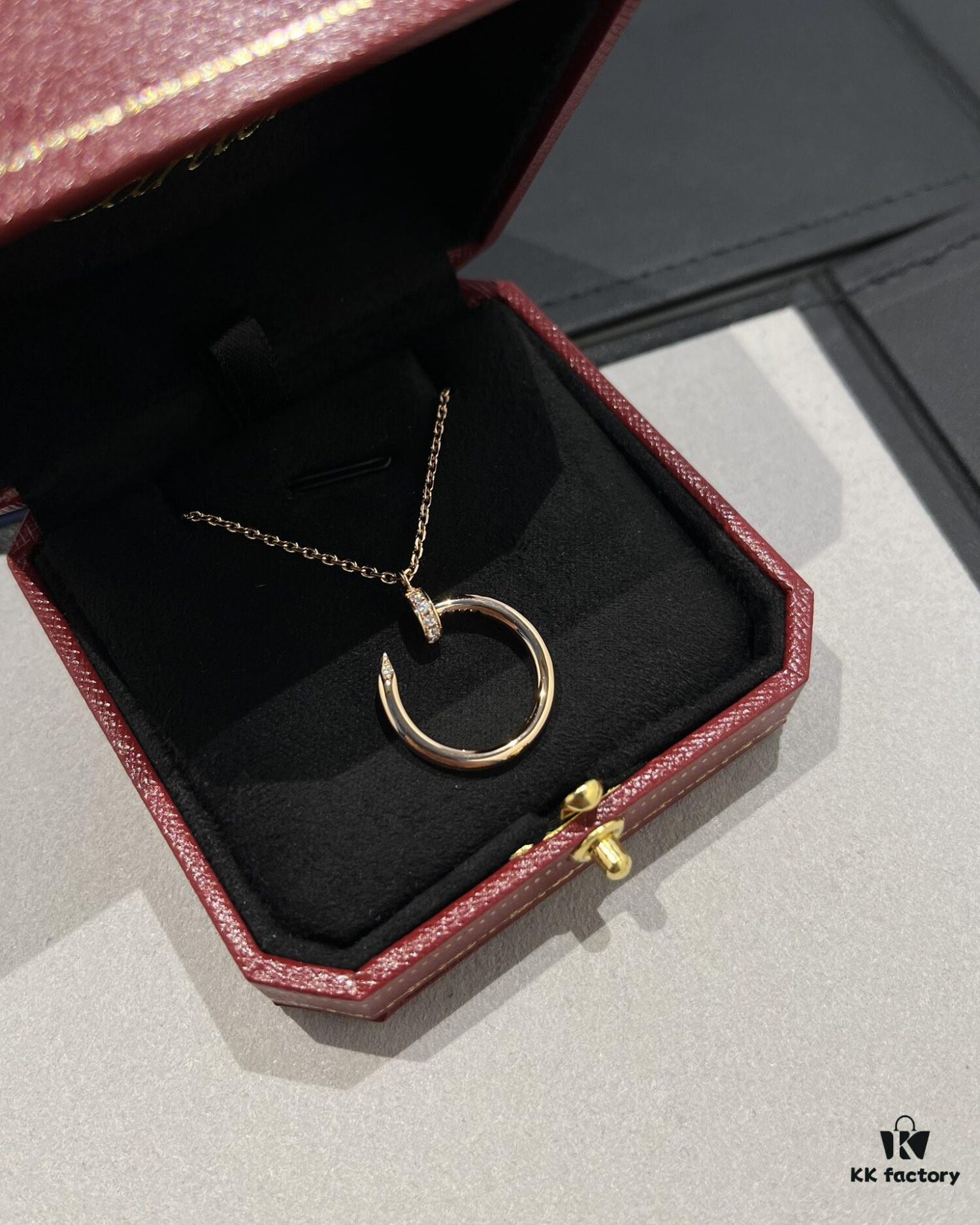 Cartier Diamond-Studded Nail Necklace in Rose Gold Color