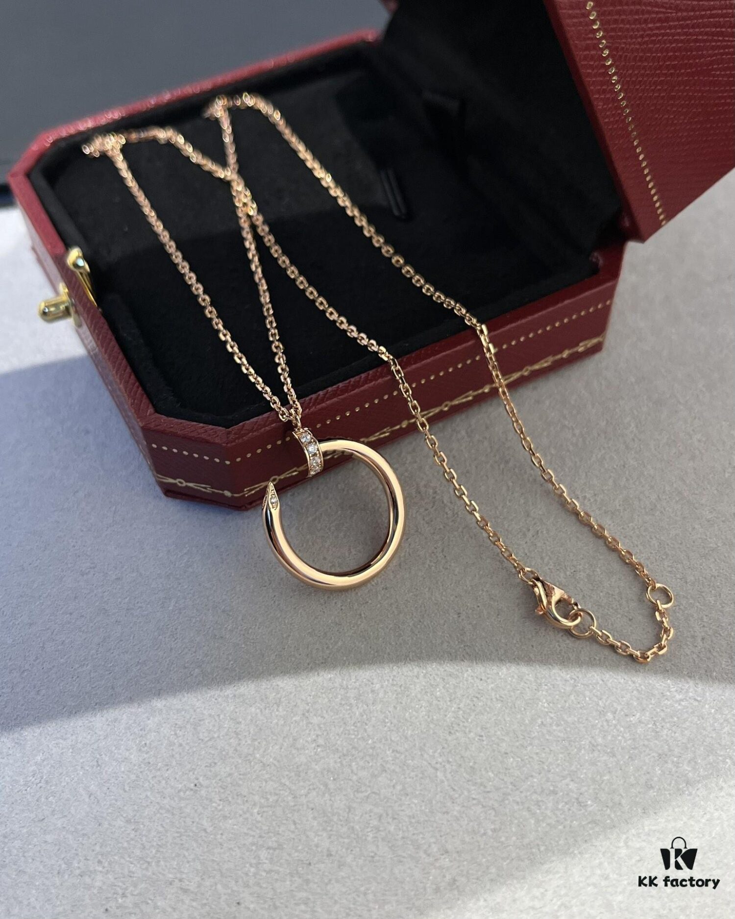 Cartier Diamond-Studded Nail Necklace in Rose Gold Color