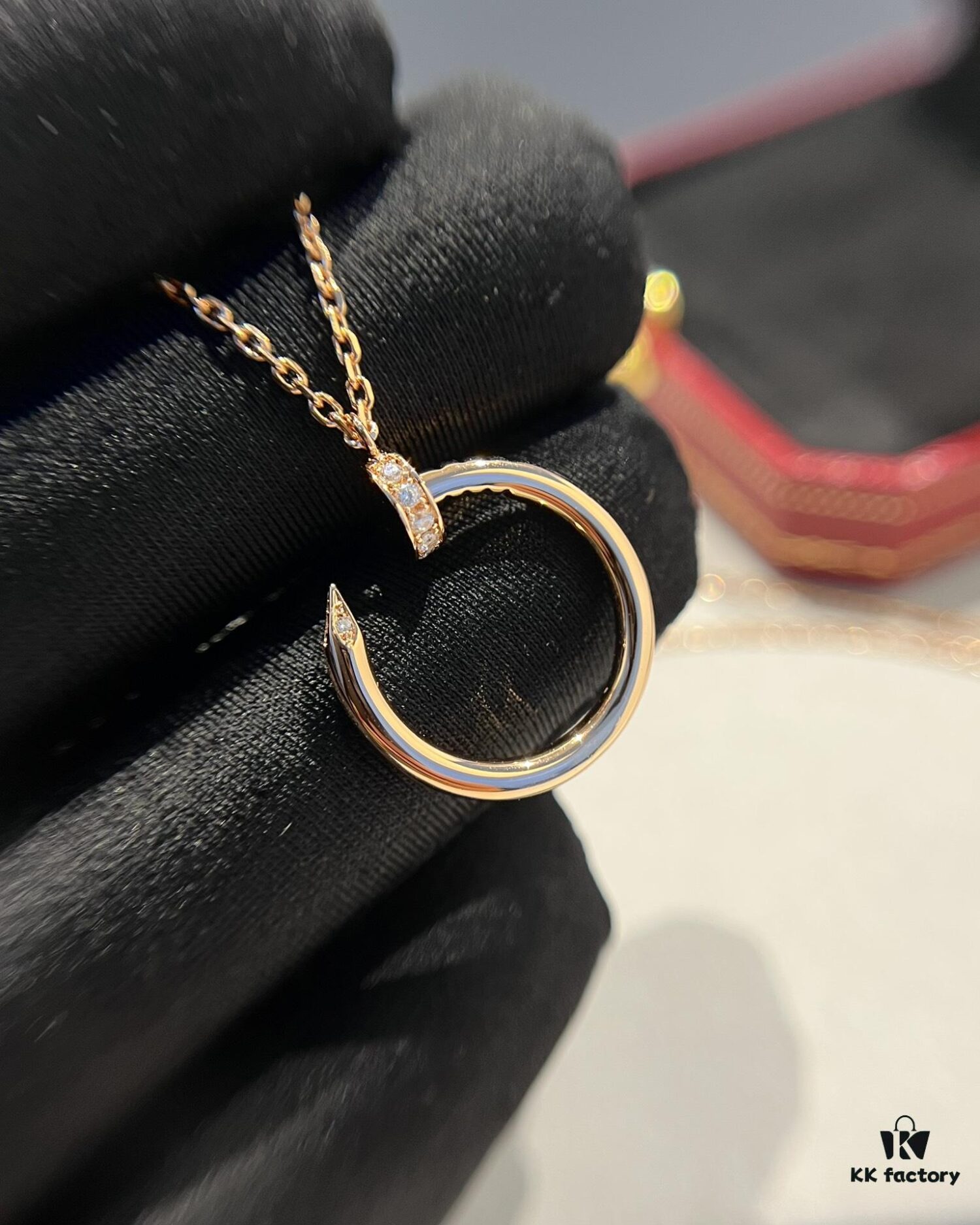 Cartier Diamond-Studded Nail Necklace in Rose Gold Color