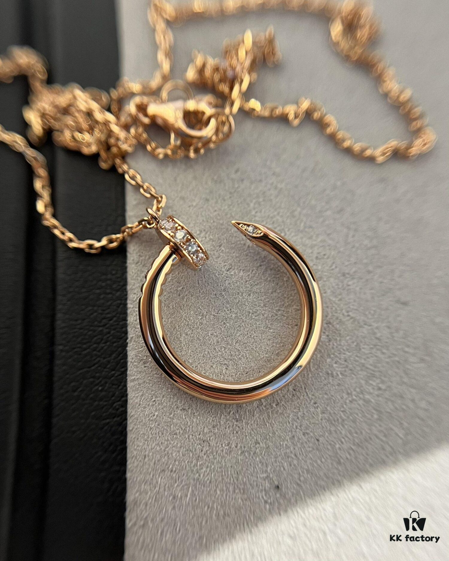 Cartier Diamond-Studded Nail Necklace in Rose Gold Color