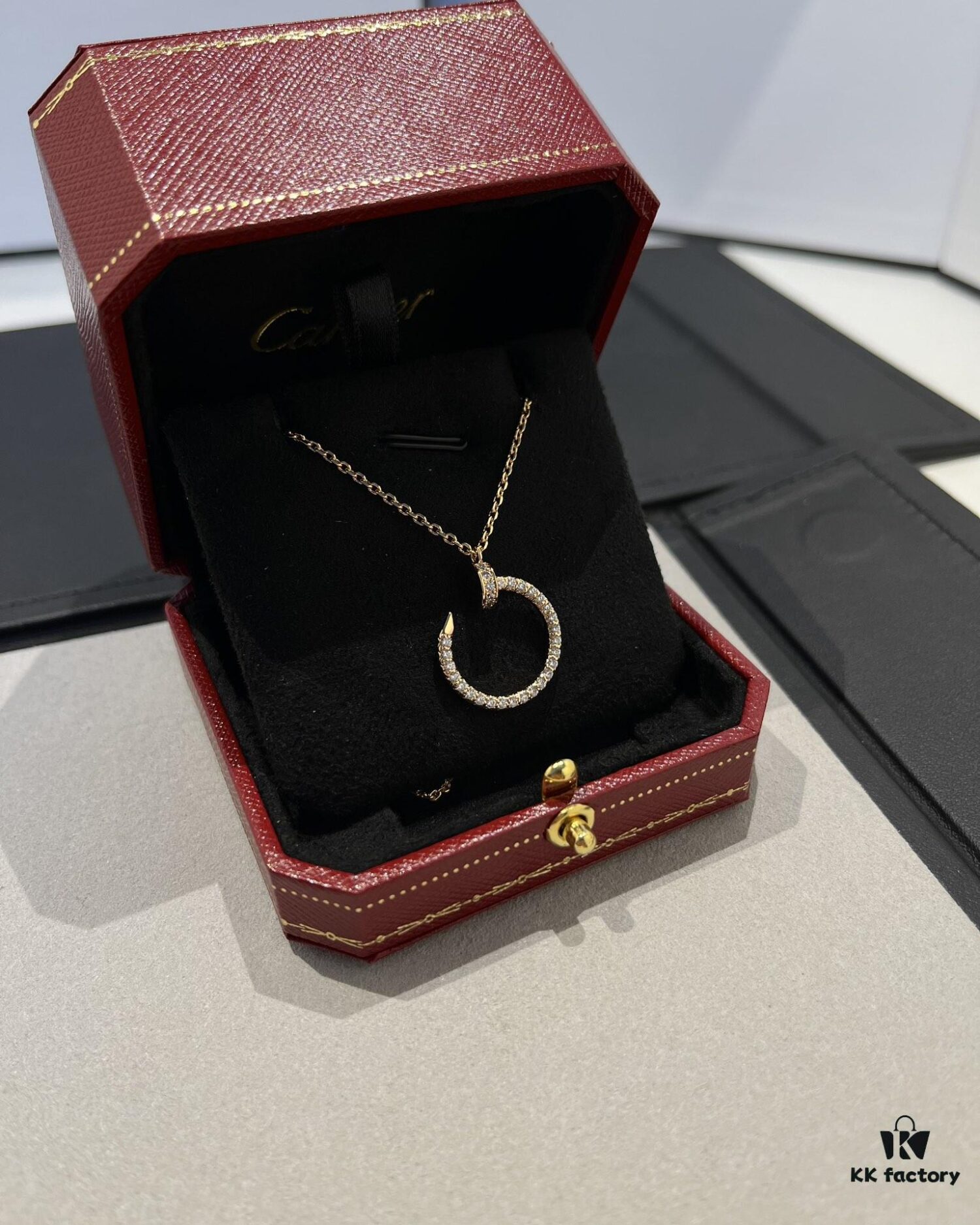 Cartier Full Diamond Nail Necklace in Rose Gold Color