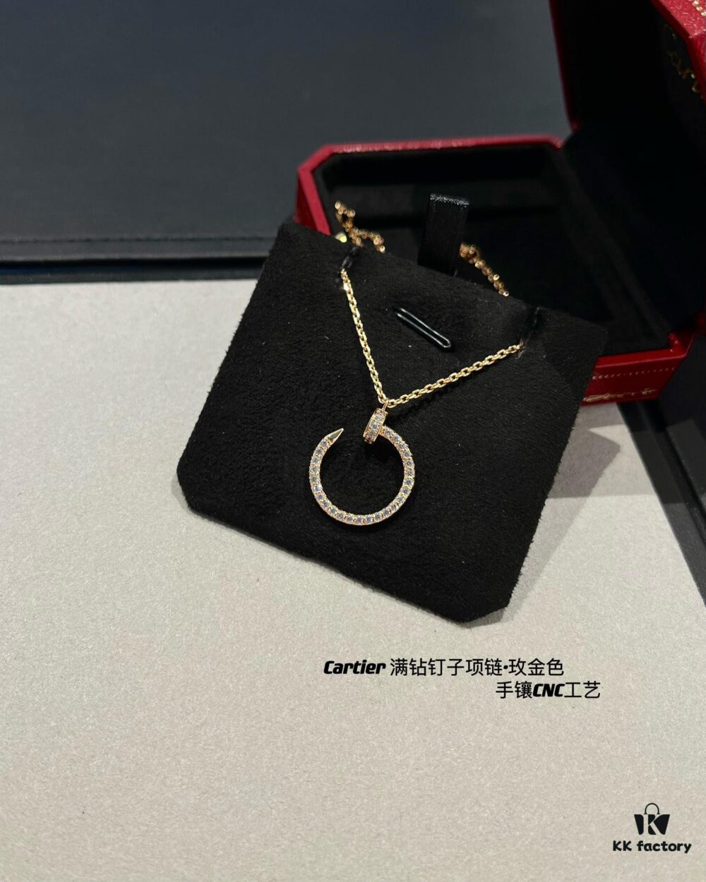 Cartier Full Diamond Nail Necklace in Rose Gold Color