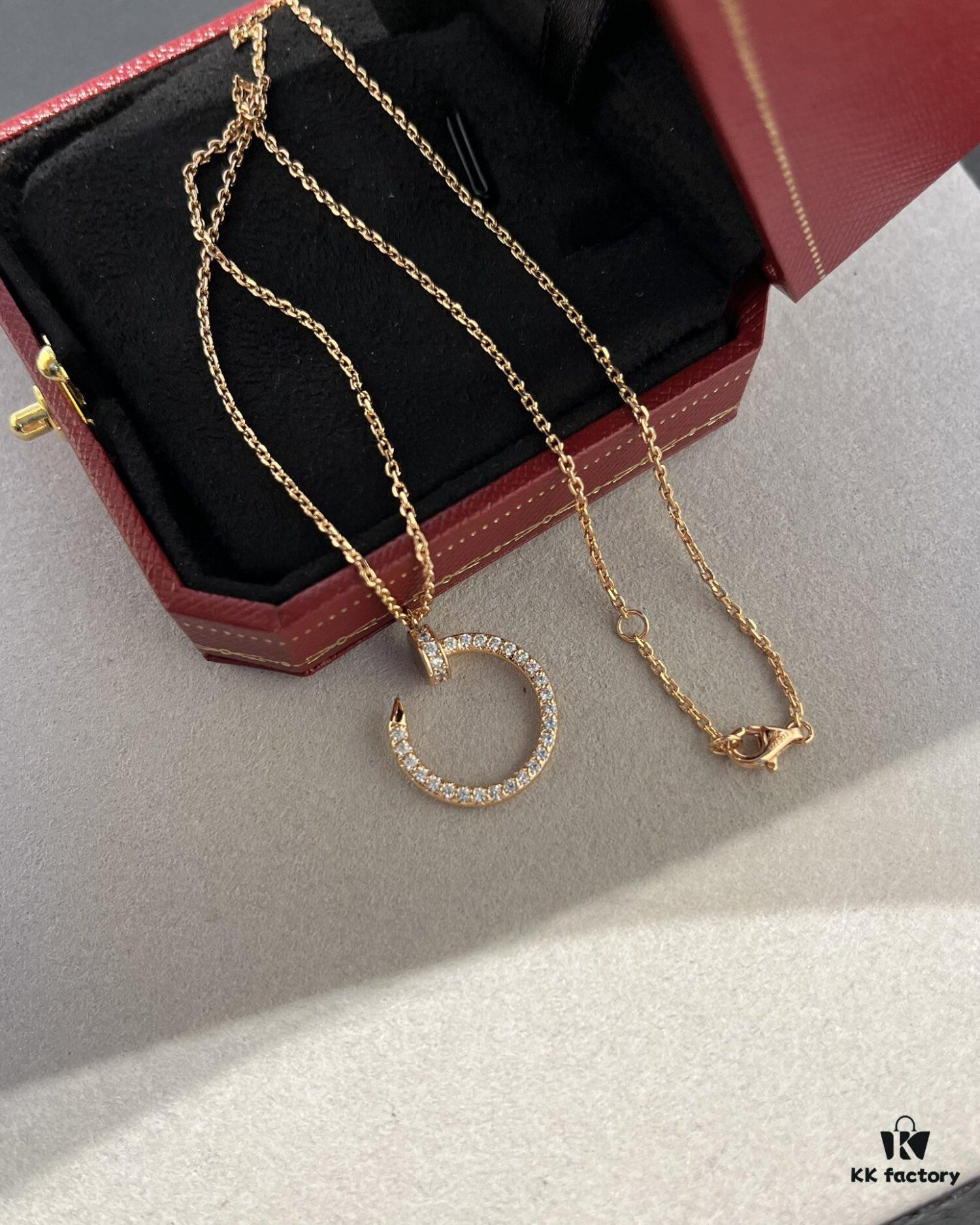 Cartier Full Diamond Nail Necklace in Rose Gold Color