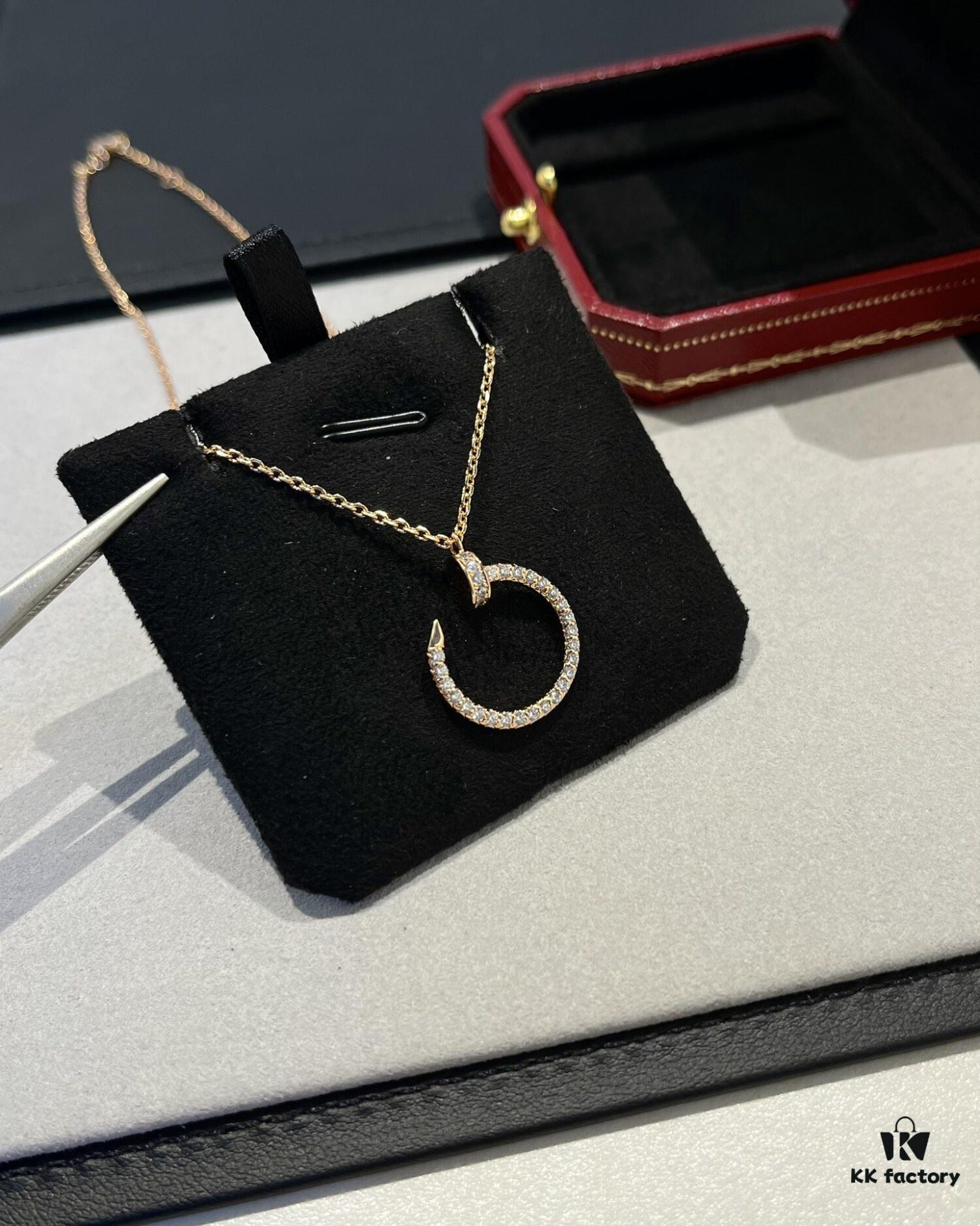 Cartier Full Diamond Nail Necklace in Rose Gold Color