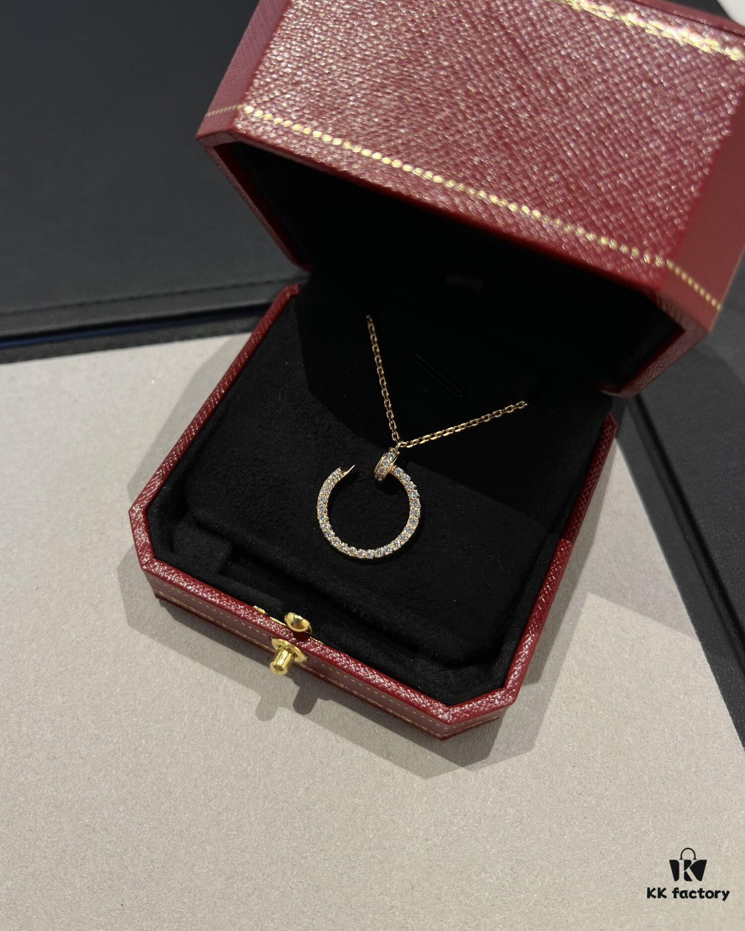 Cartier Full Diamond Nail Necklace in Rose Gold Color