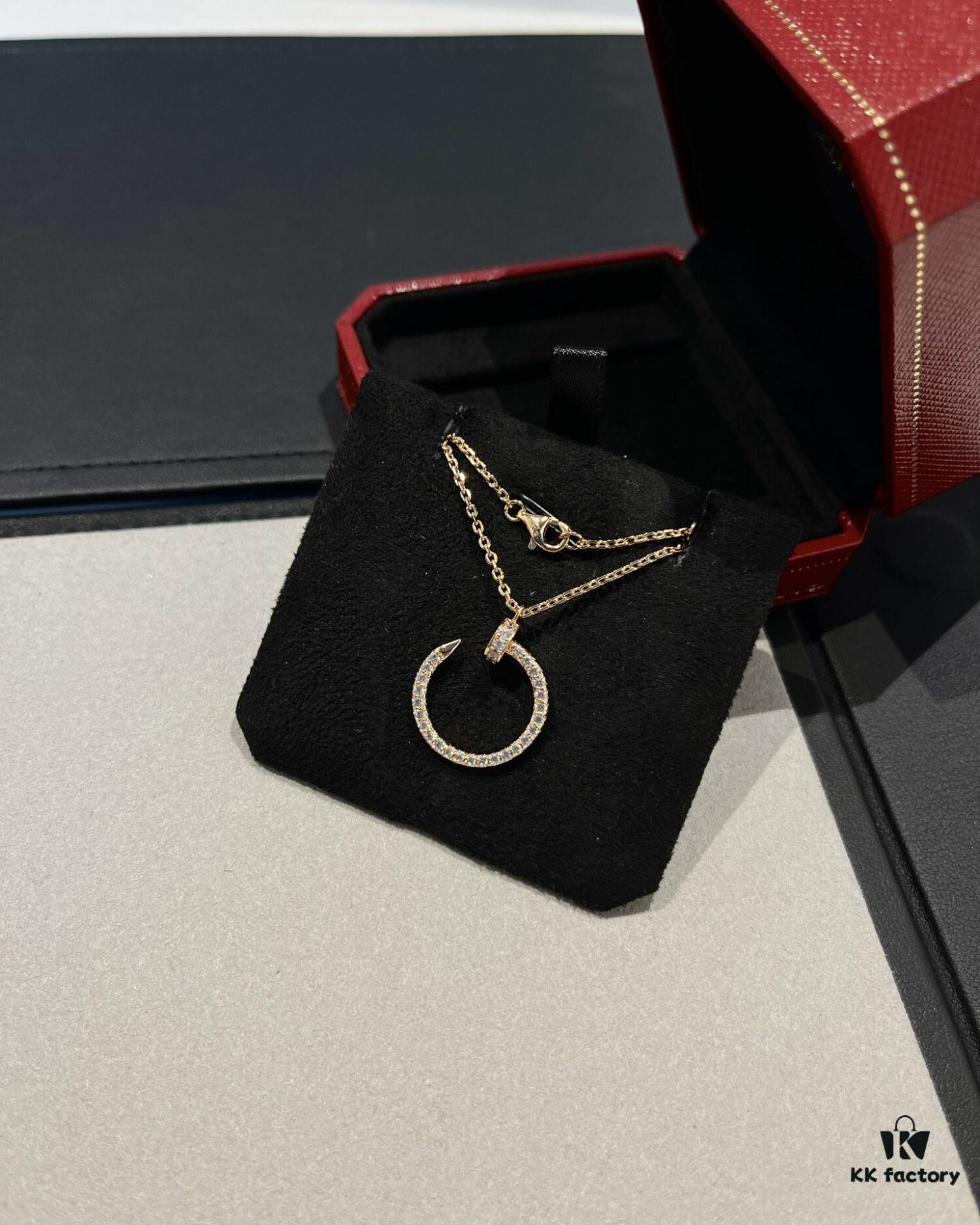 Cartier Full Diamond Nail Necklace in Rose Gold Color