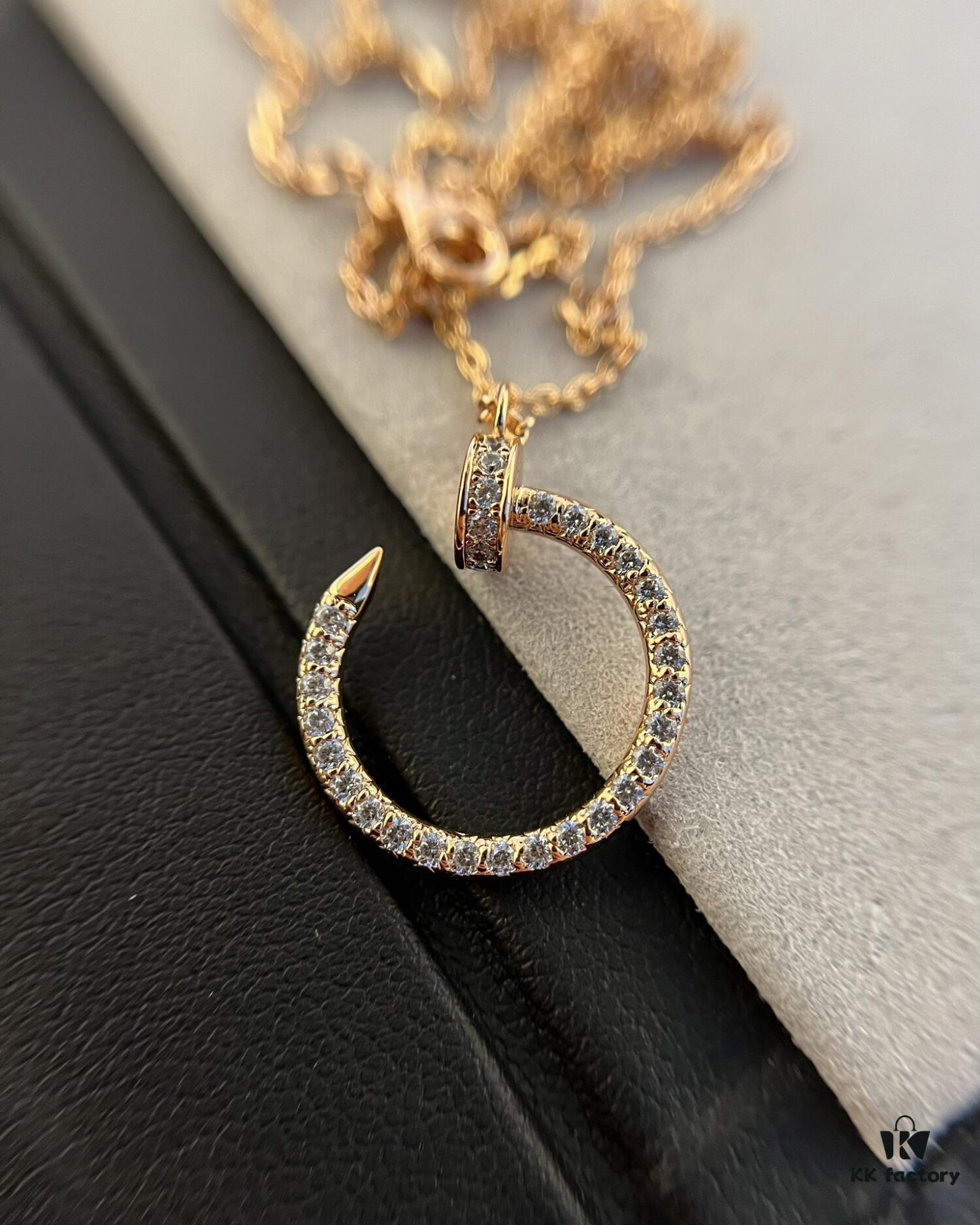 Cartier Full Diamond Nail Necklace in Rose Gold Color