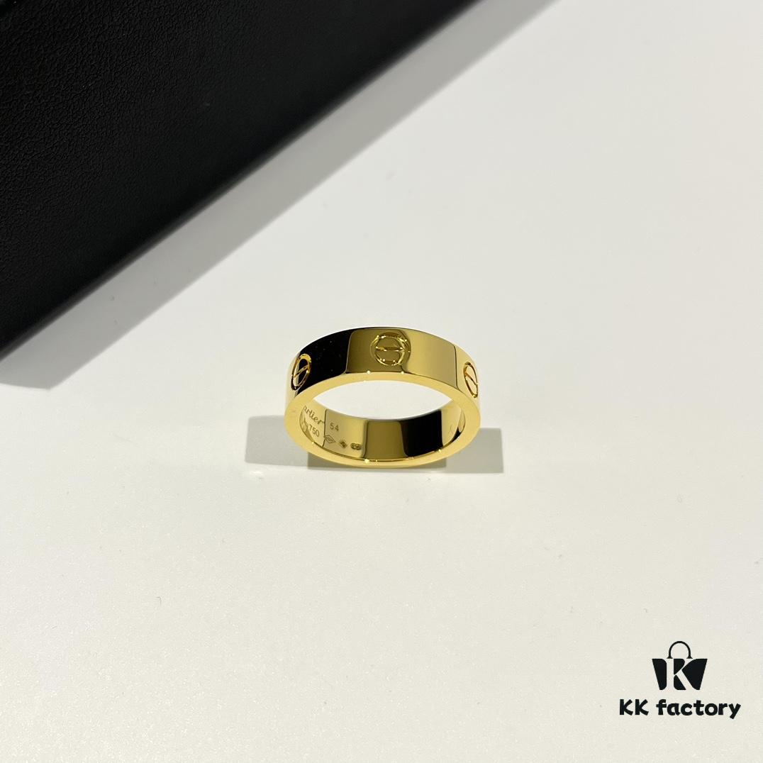 Cartier Love Series Wide Plain Band Ring in Yellow Gold with CNC Craftsmanship