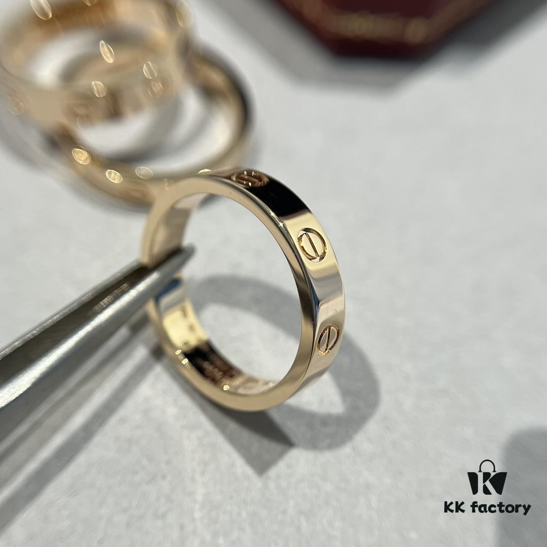 Cartier Love Collection Narrow Diamond-Free Ring in Rose Gold with Top-Tier CNC Craftsmanship