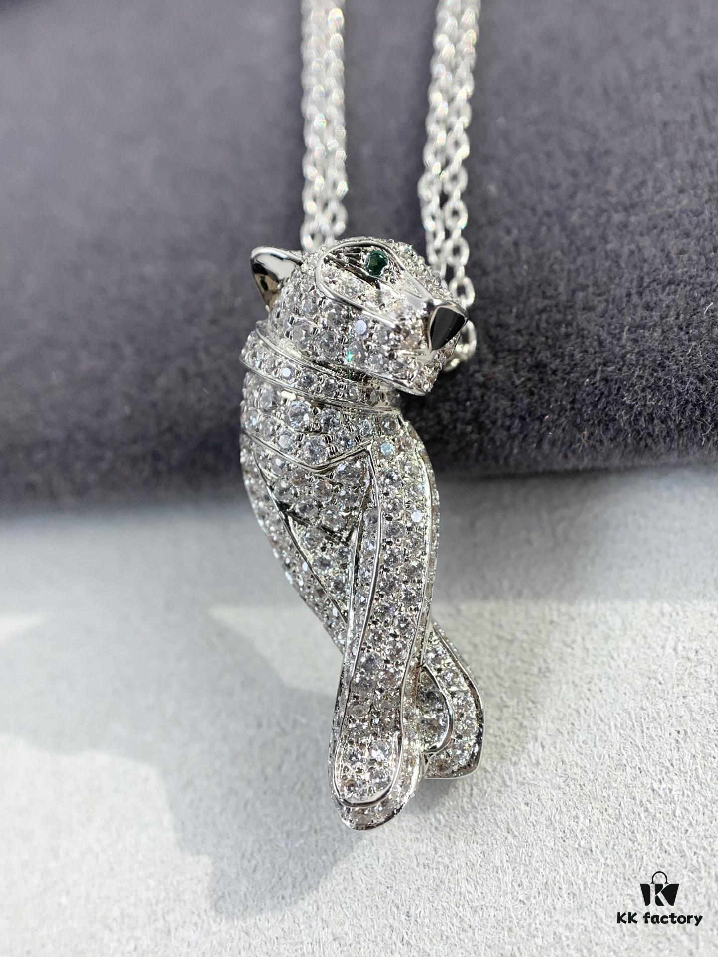 Paved Diamond Panther Necklace (Paired with Double Chain, 45cm in Length)