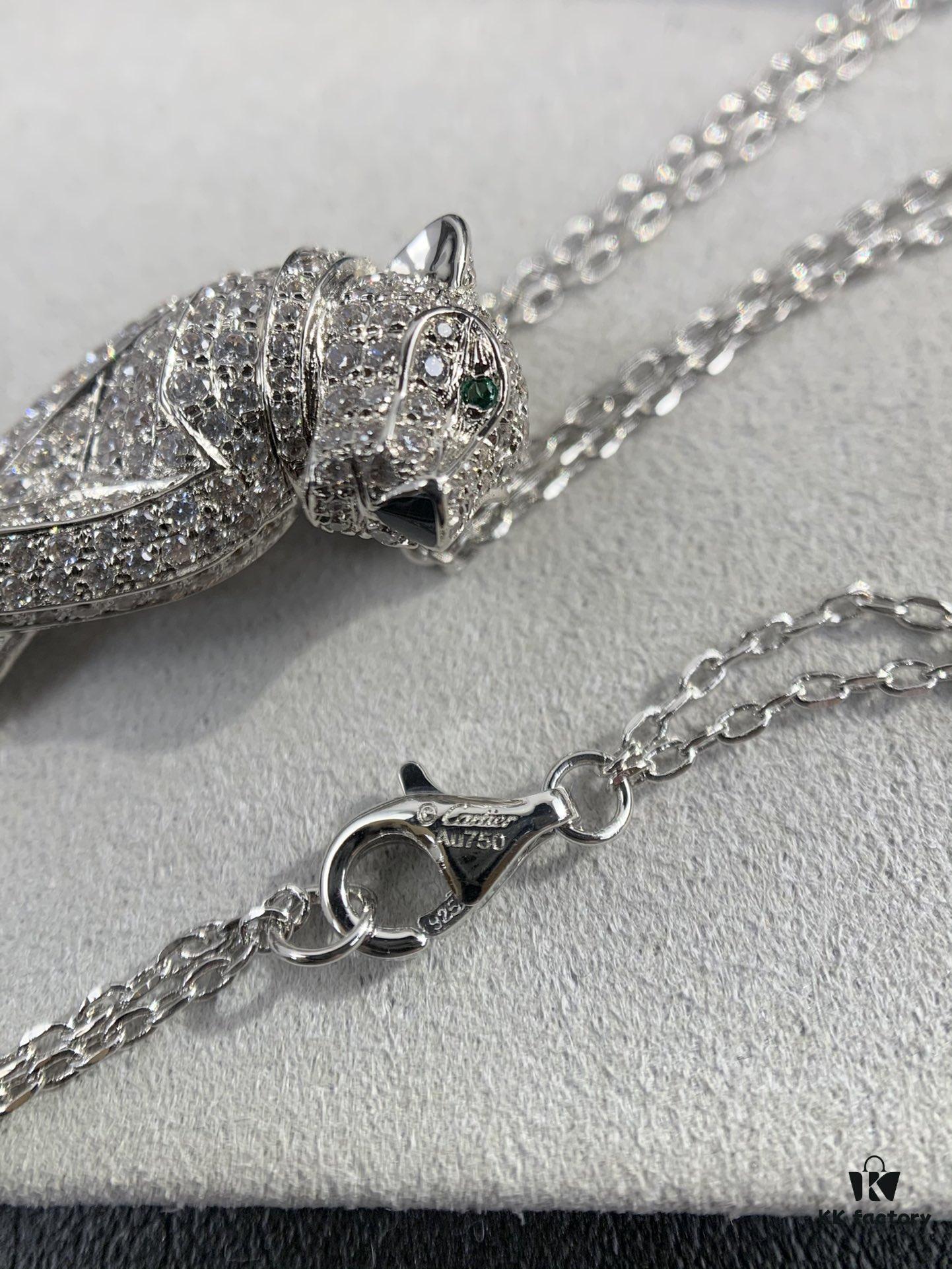 Paved Diamond Panther Necklace (Paired with Double Chain, 45cm in Length)