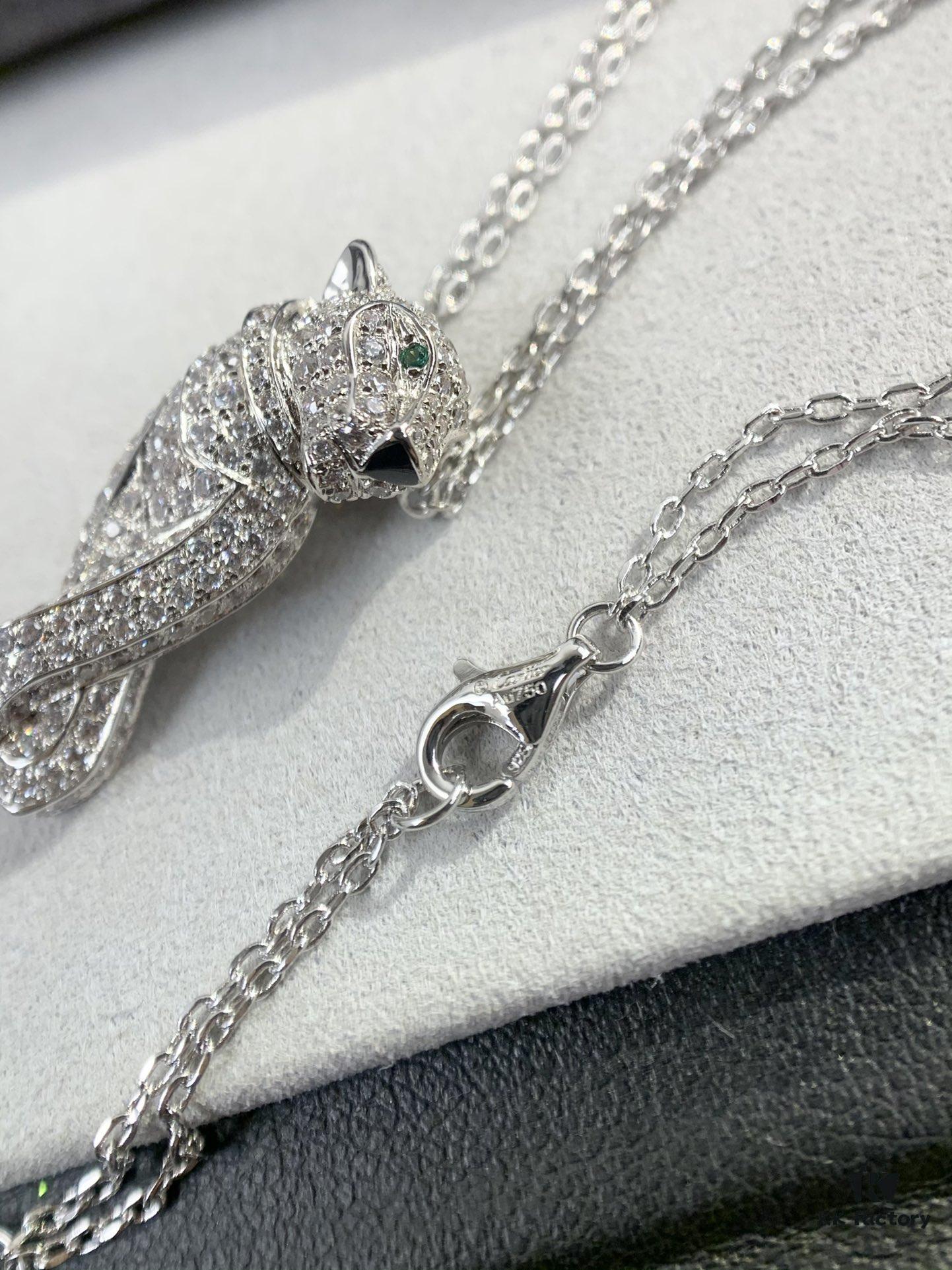 Paved Diamond Panther Necklace (Paired with Double Chain, 45cm in Length)