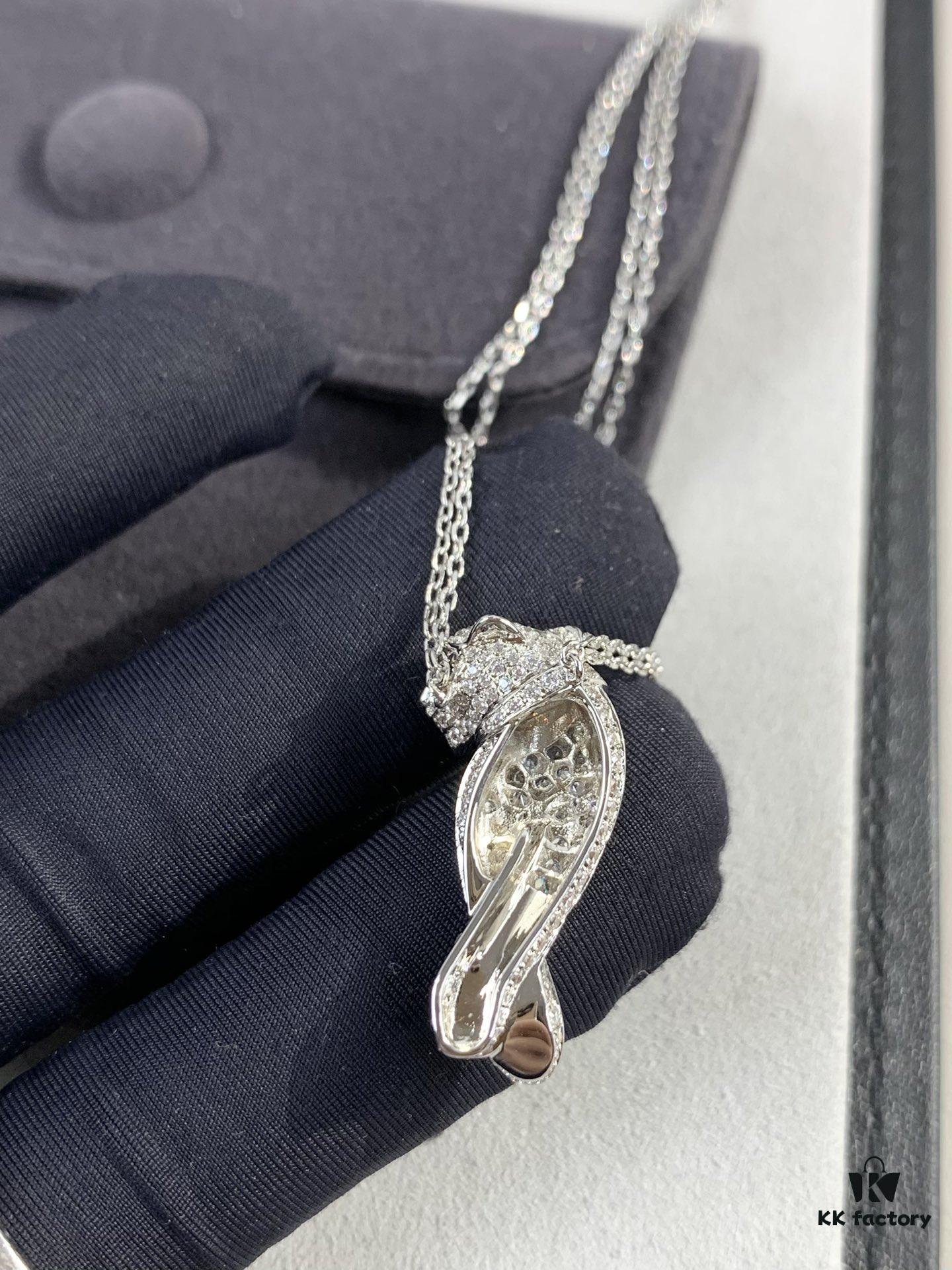 Paved Diamond Panther Necklace (Paired with Double Chain, 45cm in Length)