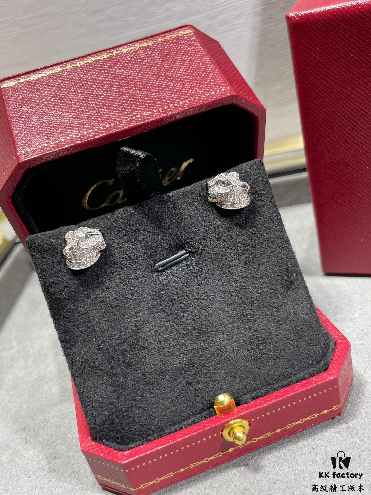 CNC Cartier Panther Head Stud Earrings, Super Imposing Leopard Design, 18K Gold Plated with Exquisite Hand-Carved Craftsmanship by Master Artisans, Presenting a Perfect and Highly Desirable Product!