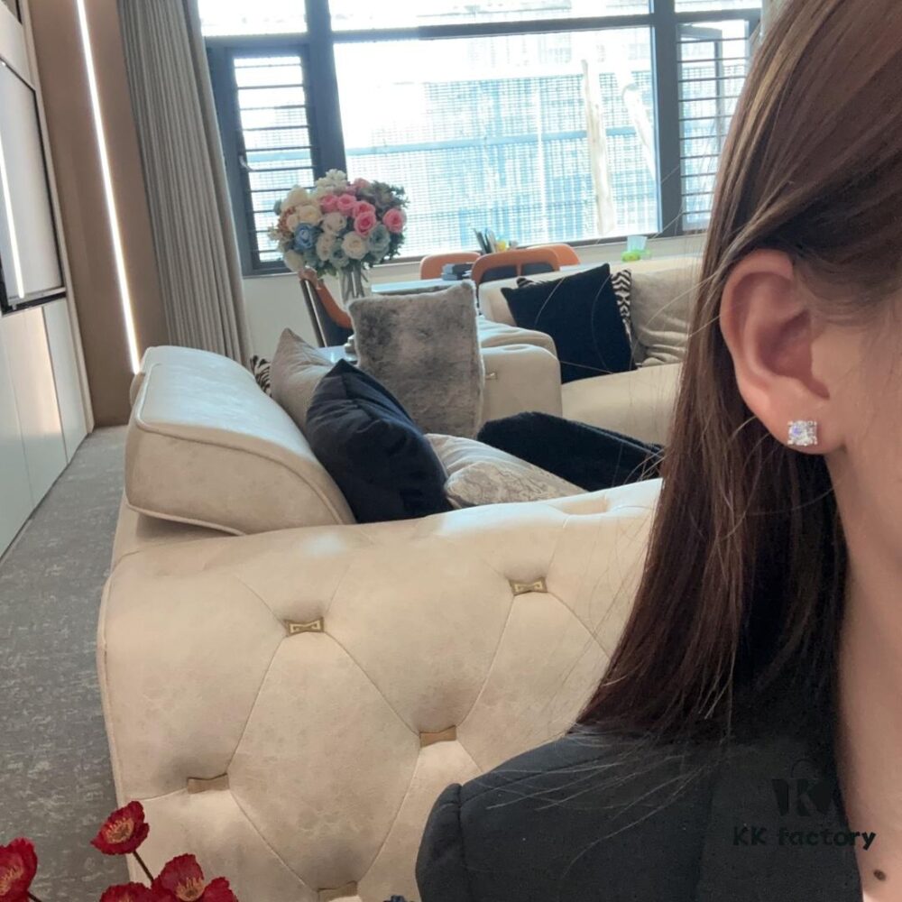 Cartier-Style C-Letter Diamond Stud Earrings