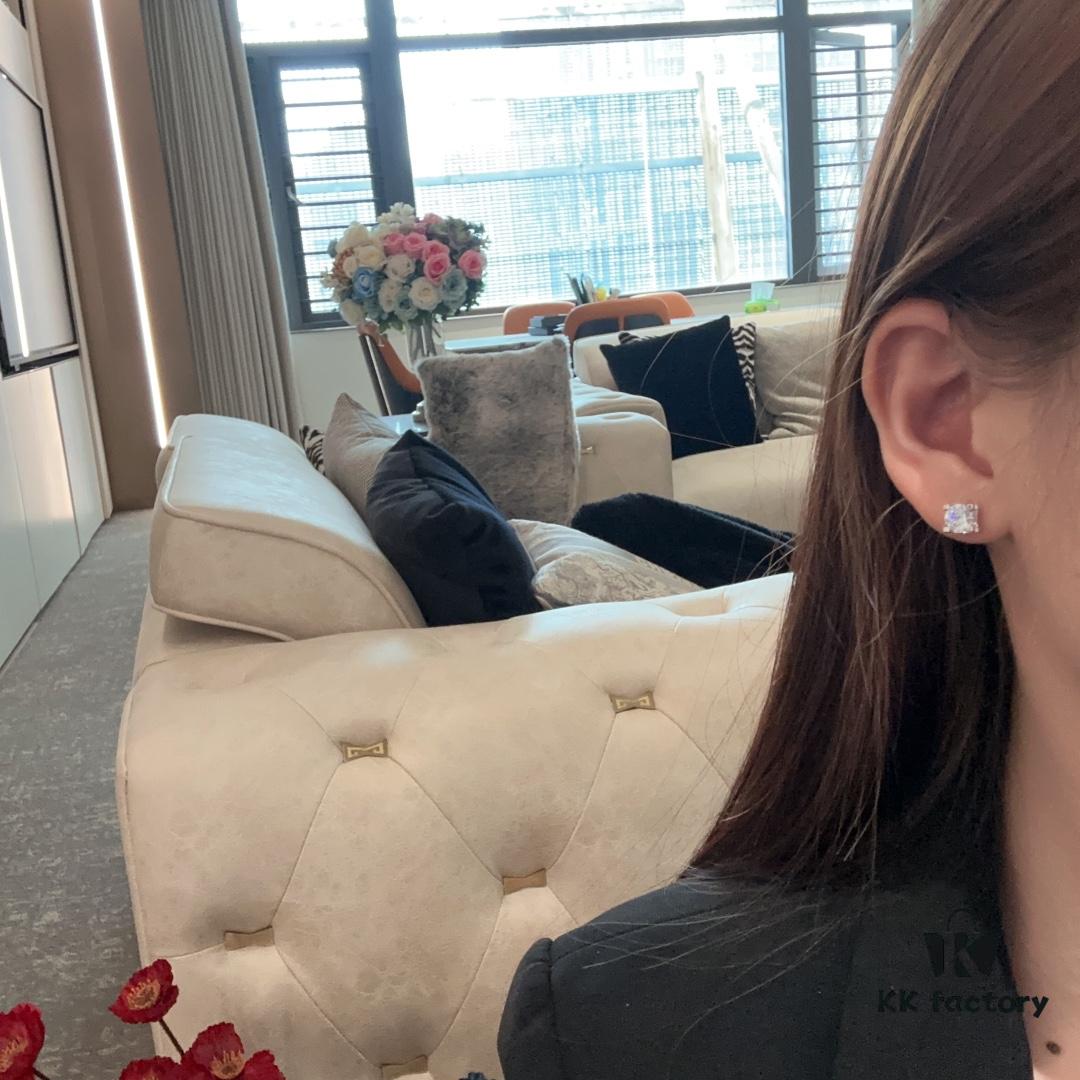 Cartier-Style C-Letter Diamond Stud Earrings