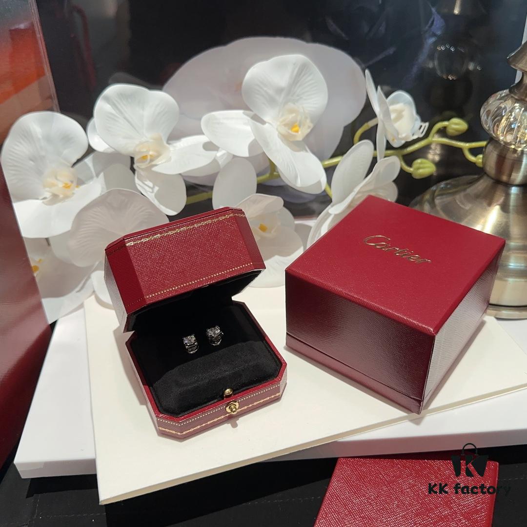 Cartier-Style C-Letter Diamond Stud Earrings