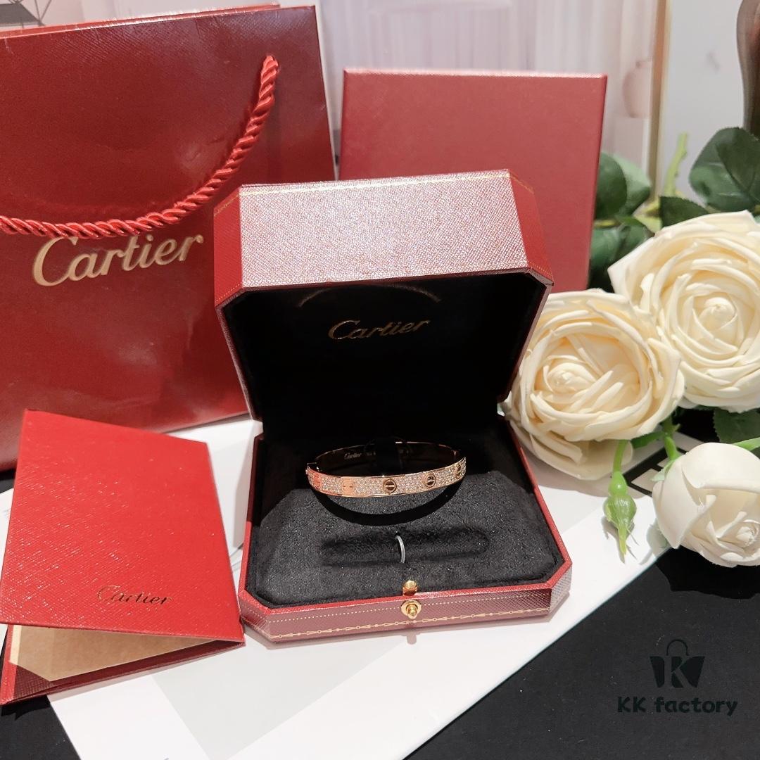 Cartier-style Screw Diamond Bracelet, Full Pavé Wide Design, Hand-set Imported Zirconia, Thick 18K Plating, Luxurious Texture