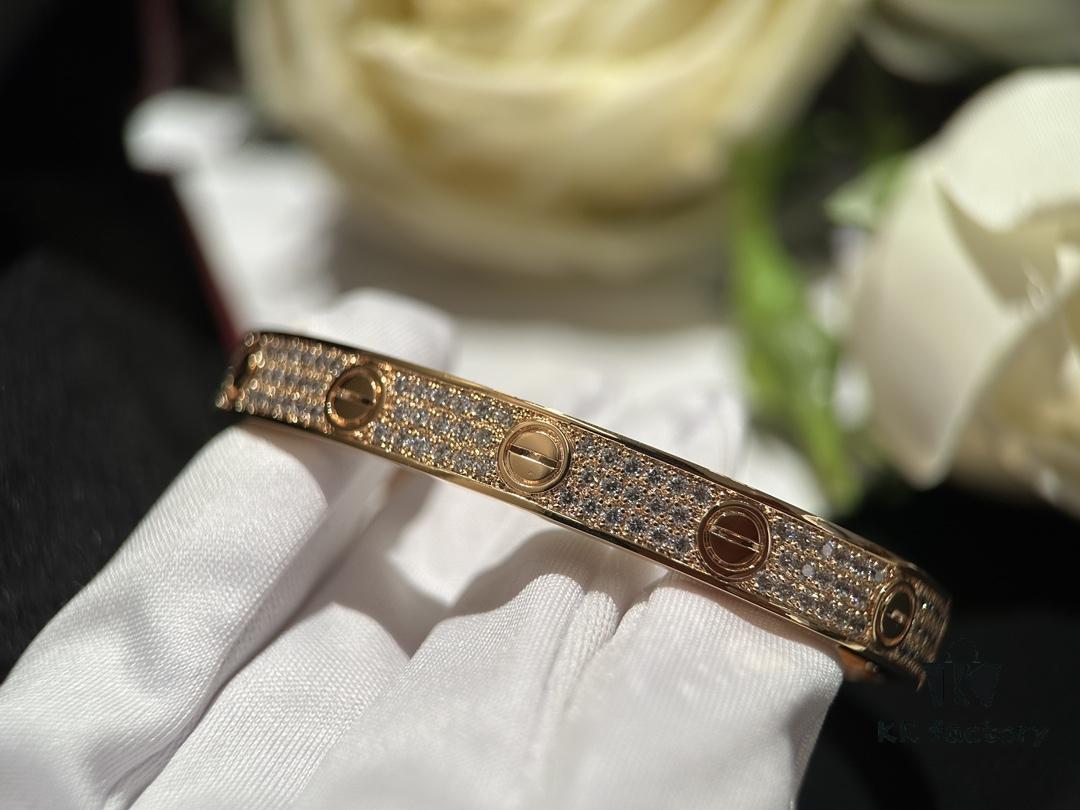 Cartier-style Screw Diamond Bracelet, Full Pavé Wide Design, Hand-set Imported Zirconia, Thick 18K Plating, Luxurious Texture