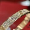 Cartier-style Screw Diamond Bracelet, Full Pavé Wide Design, Hand-set Imported Zirconia, Thick 18K Plating, Luxurious Texture